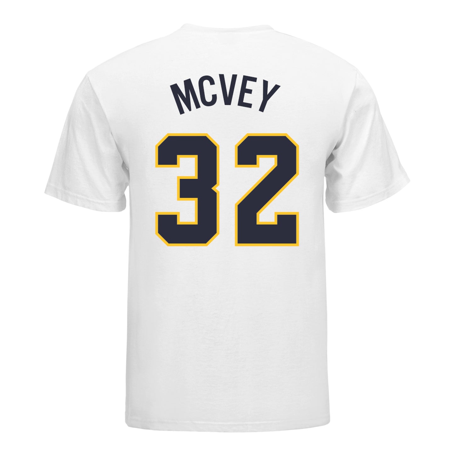 Michigan Wolverines Softball Student Athlete #32 Ella McVey T-Shirt In White - Back View