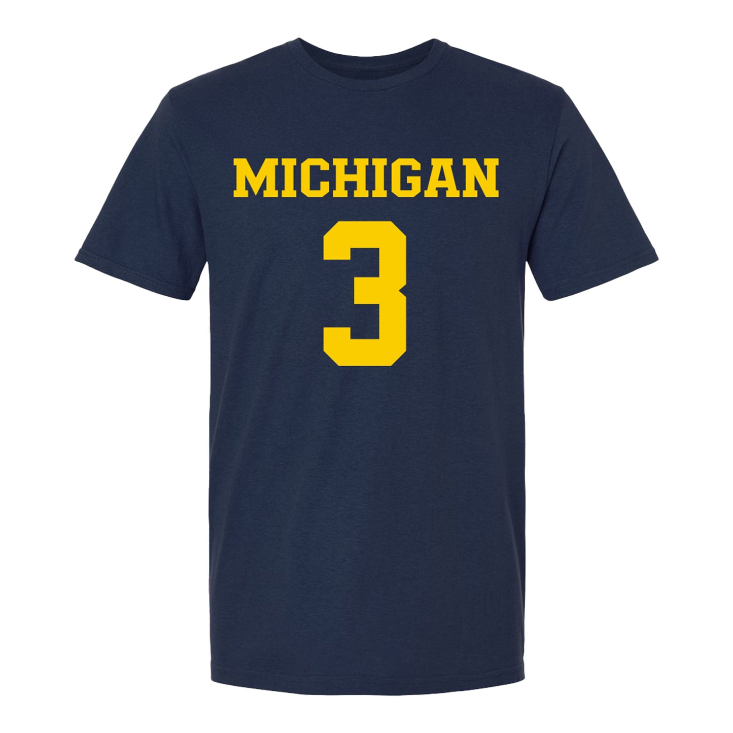 Michigan Wolverines Women's Lacrosse Student Athlete #3 Emma Burke T-Shirt In Navy - Front View