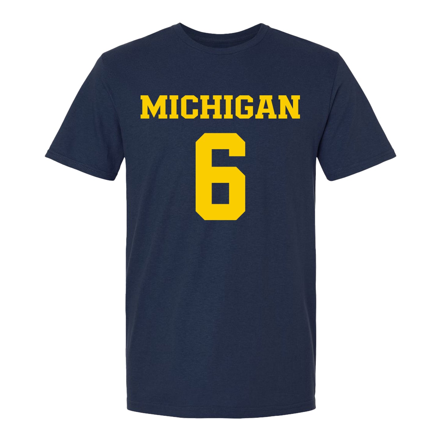 Michigan Wolverines Women's Lacrosse Student Athlete #6 Grace Callahan T-Shirt In Navy - Front View
