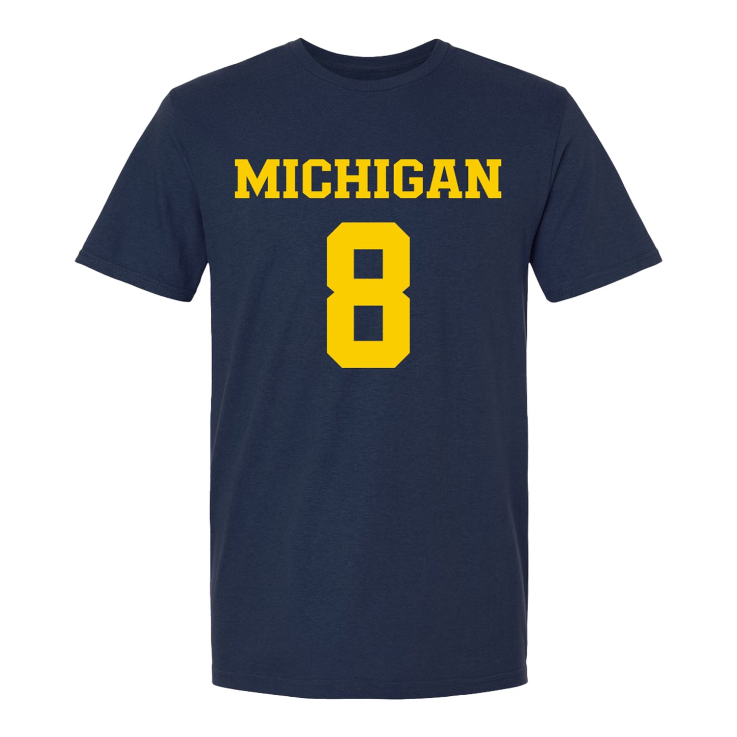 Michigan Wolverines Women's Lacrosse Student Athlete #8 Peyton Shreves T-Shirt In Navy - Front View