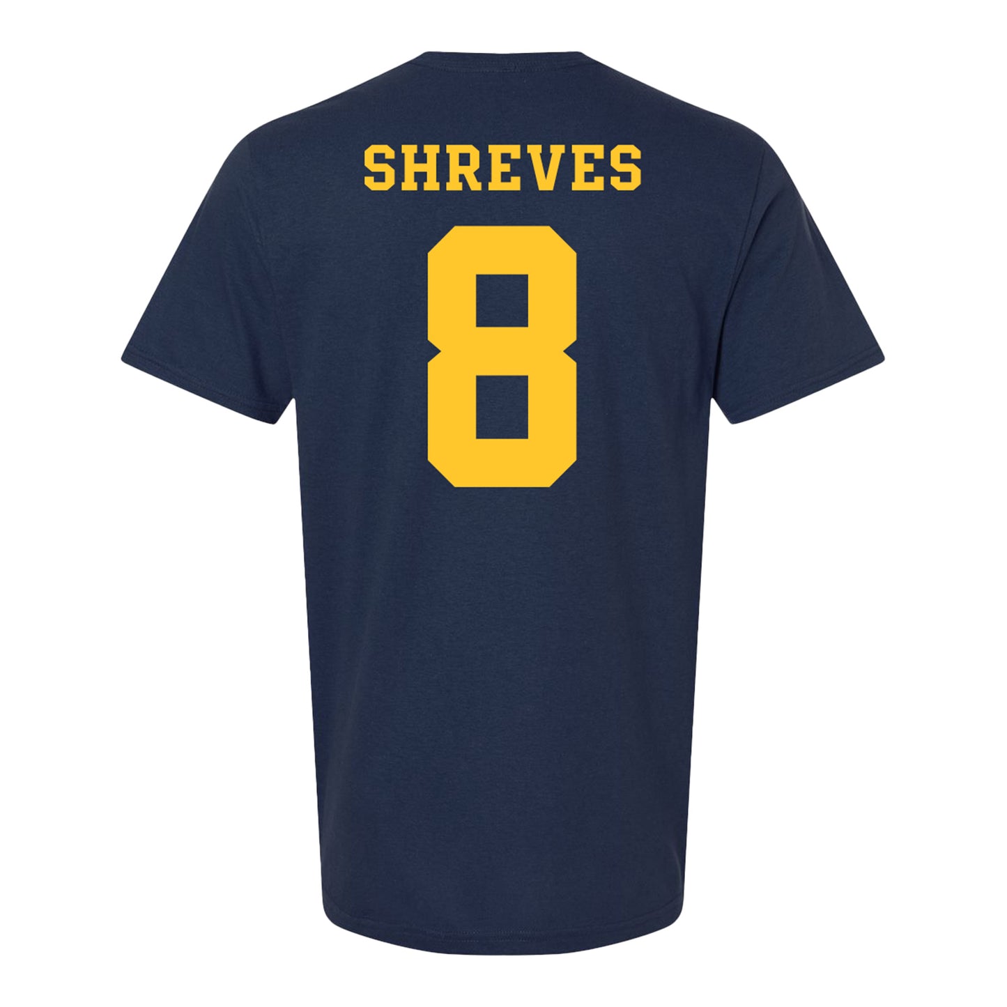 Michigan Wolverines Women's Lacrosse Student Athlete #8 Peyton Shreves T-Shirt In Navy - Back View