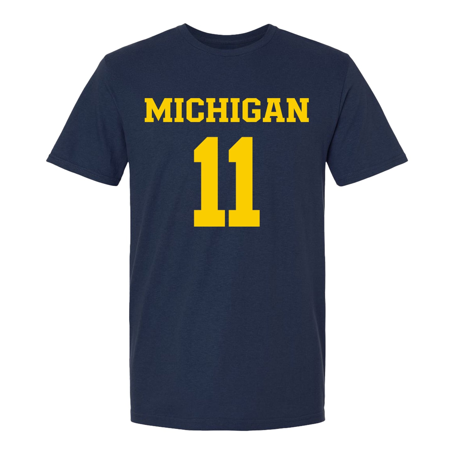Michigan Wolverines Women's Lacrosse Student Athlete #11 Kaylee Dyer T-Shirt In Navy - Front View