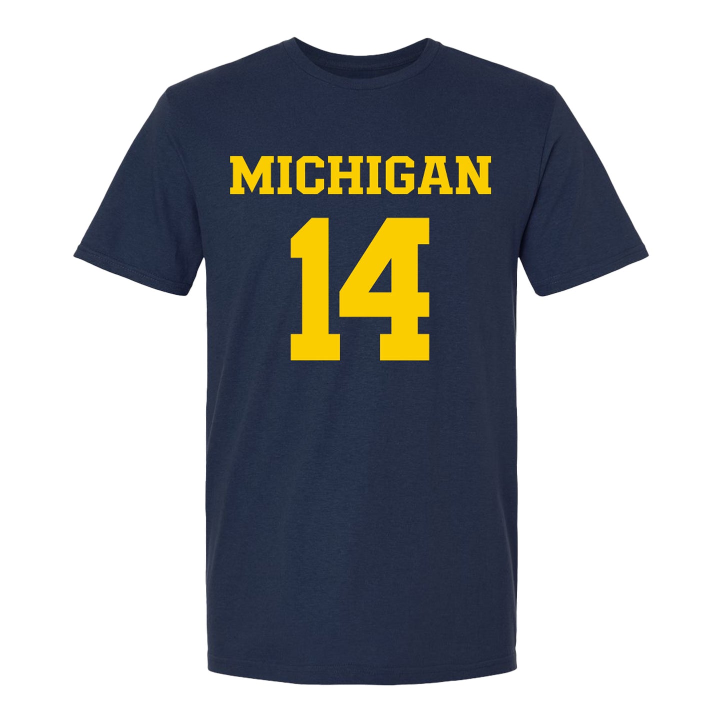 Michigan Wolverines Women's Lacrosse Student Athlete #14 Jill Smith T-Shirt In Navy - Front View
