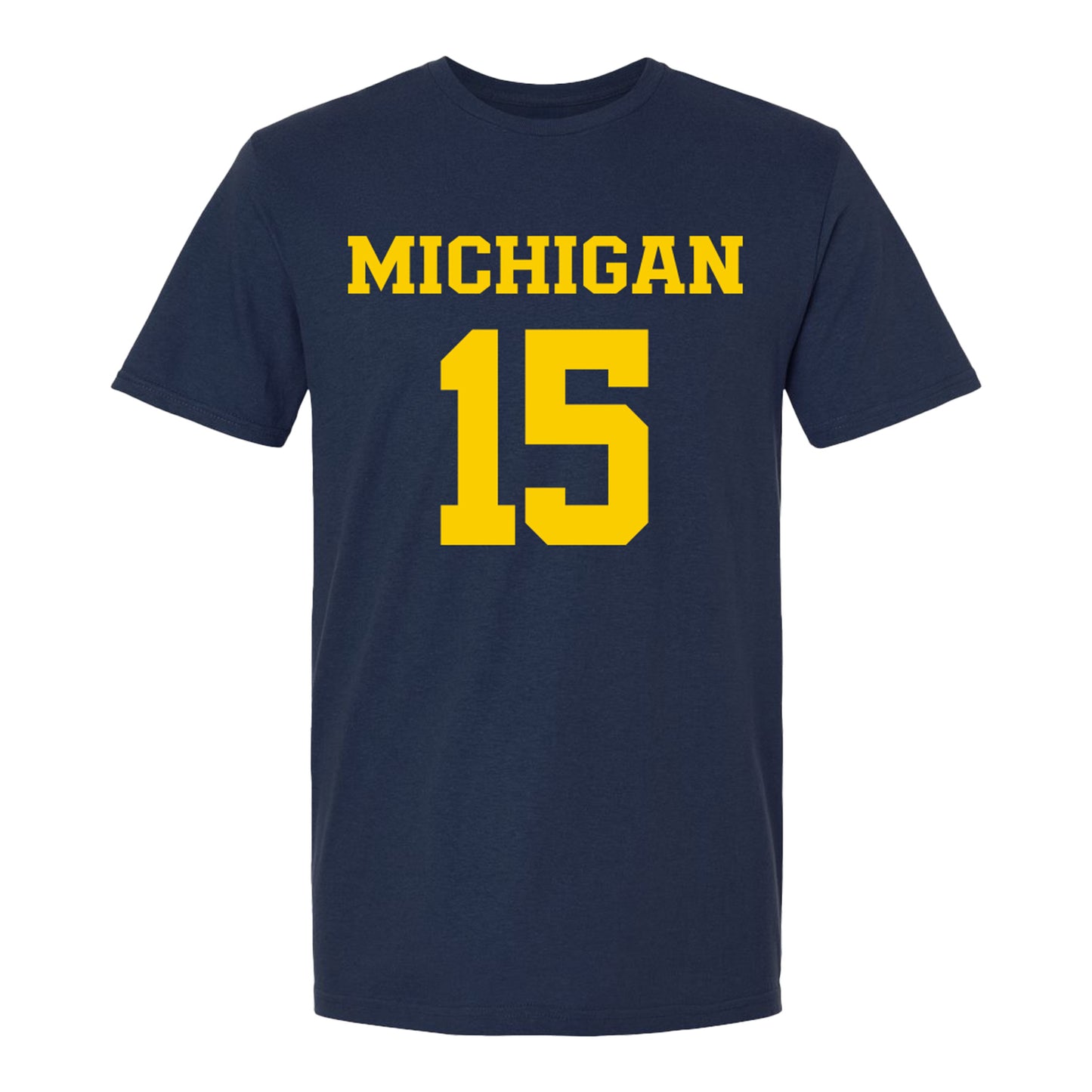 Michigan Wolverines Women's Lacrosse Student Athlete #15 Maya Rutherford T-Shirt In Navy - Front View