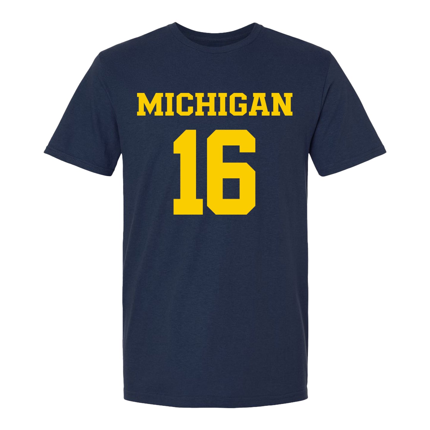 Michigan Wolverines Women's Lacrosse Student Athlete #16 Kassidy Isaacson T-Shirt In Navy - Front View