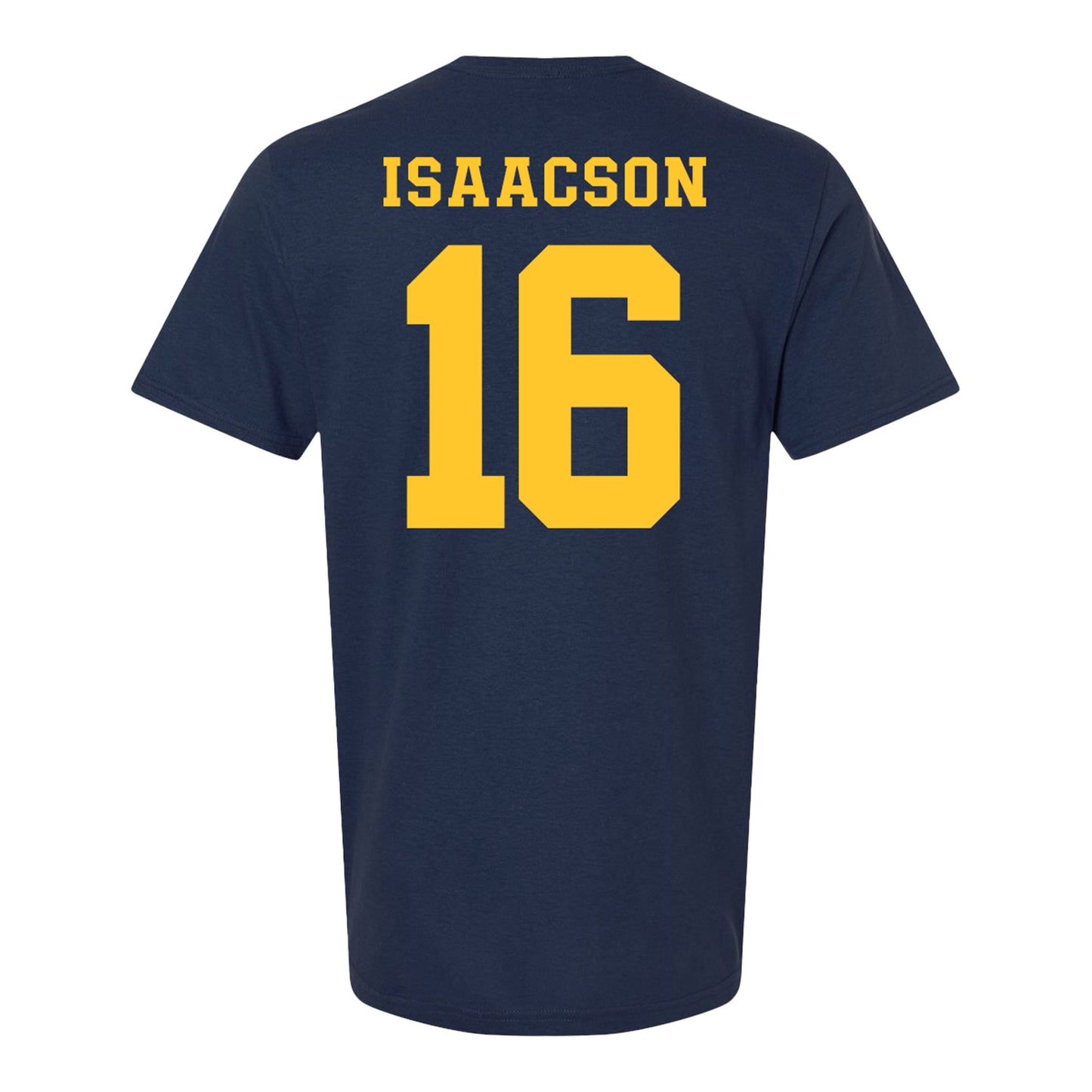 Michigan Wolverines Women's Lacrosse Student Athlete #16 Kassidy Isaacson T-Shirt In Navy - Back View