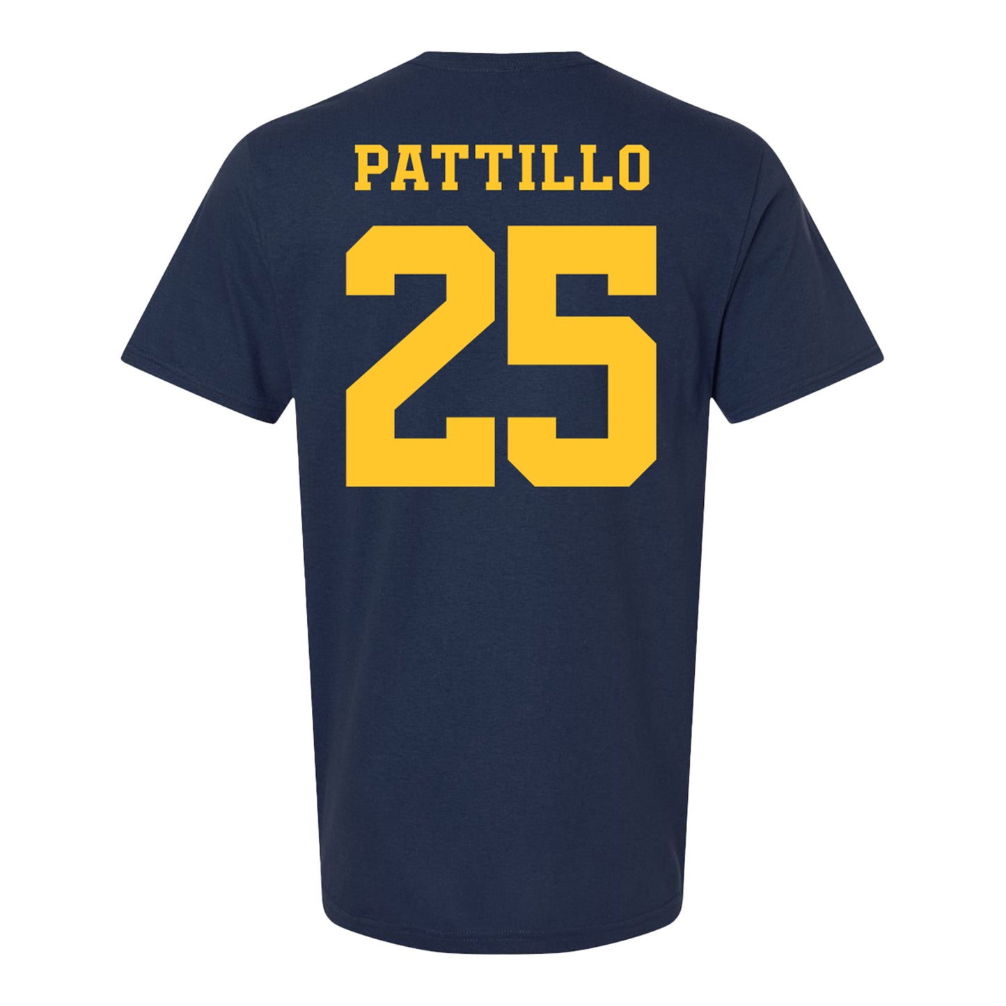 Michigan Wolverines Women's Lacrosse Student Athlete #25 Emerson Patillo T-Shirt In Navy - Back View