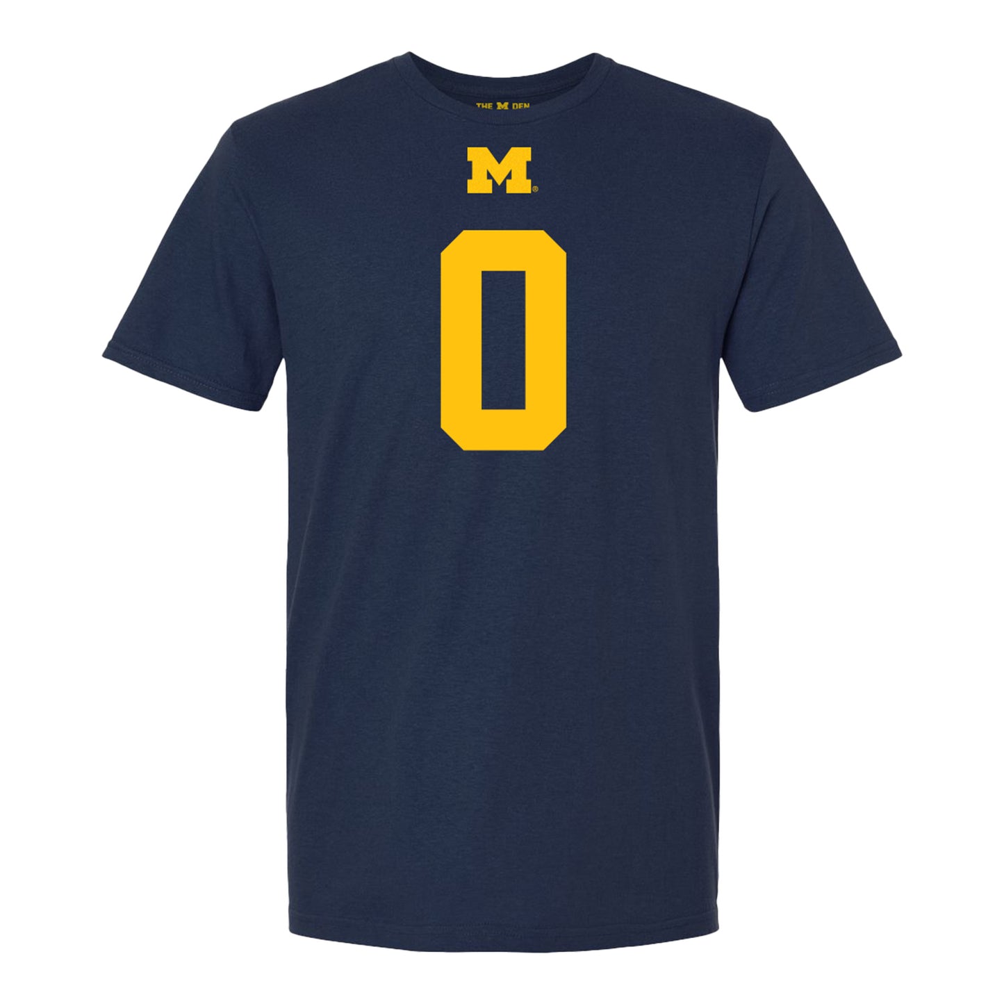 Michigan Wolverines #0 Semaj Morgan Student Athlete Blue Football T-Shirt - Front View