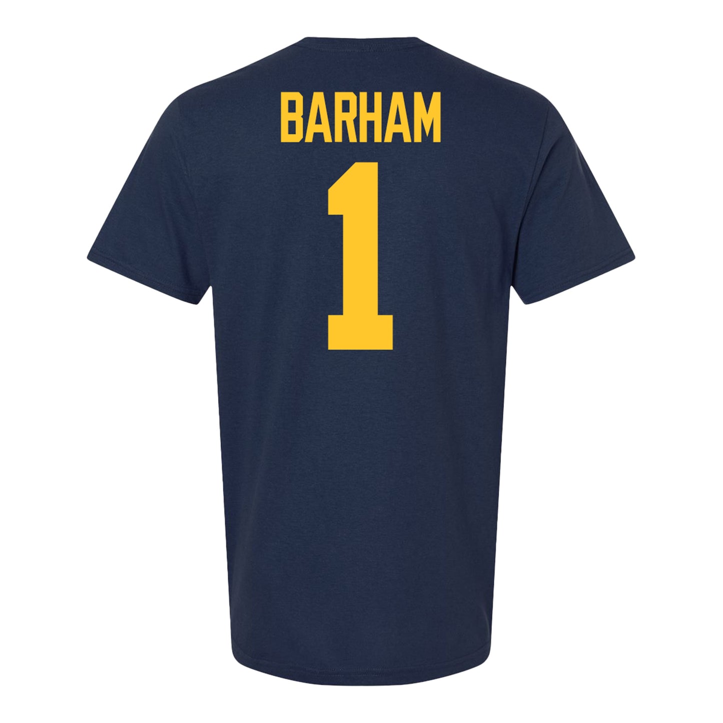 Michigan Wolverines #1 Jaishawn Barham Student Athlete Blue Football T-Shirt - Back View