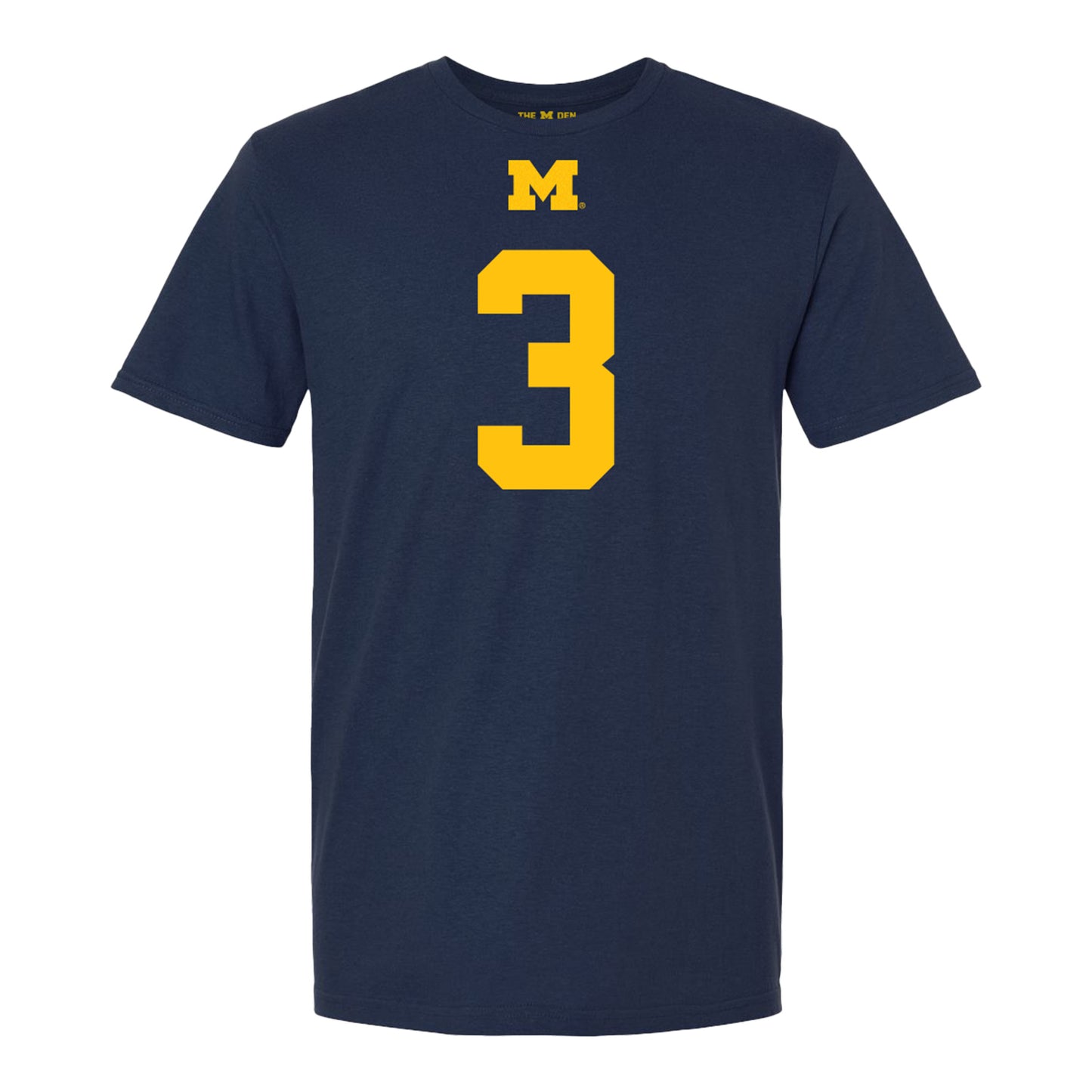 Michigan Wolverines #3 Fredrick Moore Student Athlete Blue Football T-Shirt - Front View