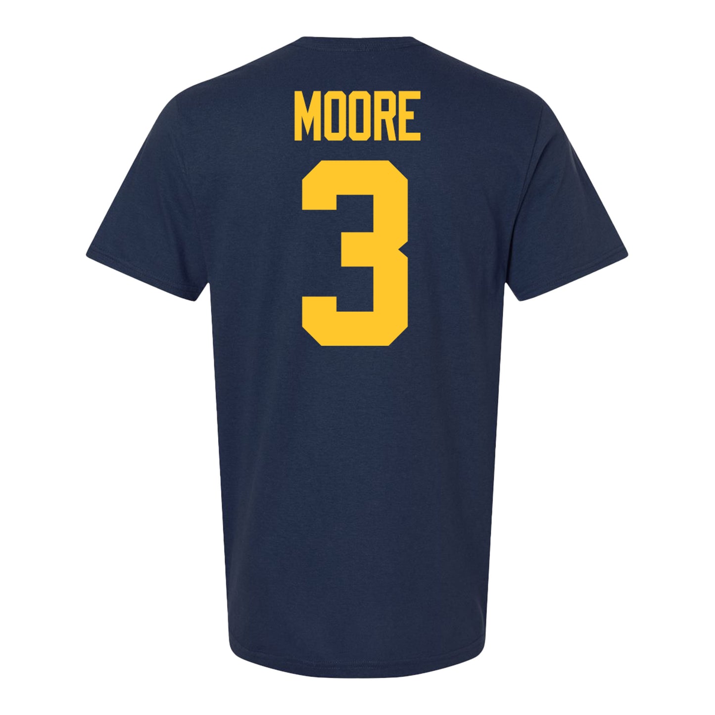 Michigan Wolverines #3 Fredrick Moore Student Athlete Blue Football T-Shirt - Back View