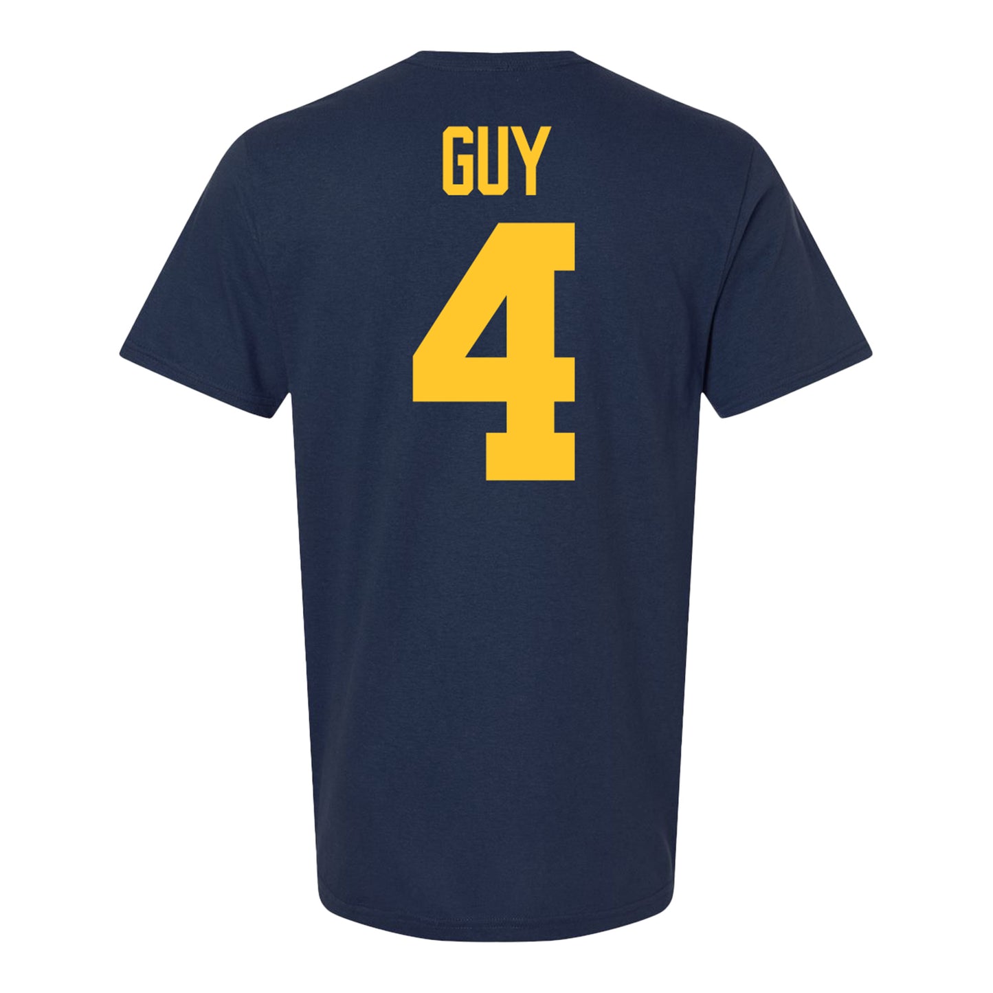 Michigan Wolverines #4 TJ Guy Student Athlete Blue Football T-Shirt - Back View