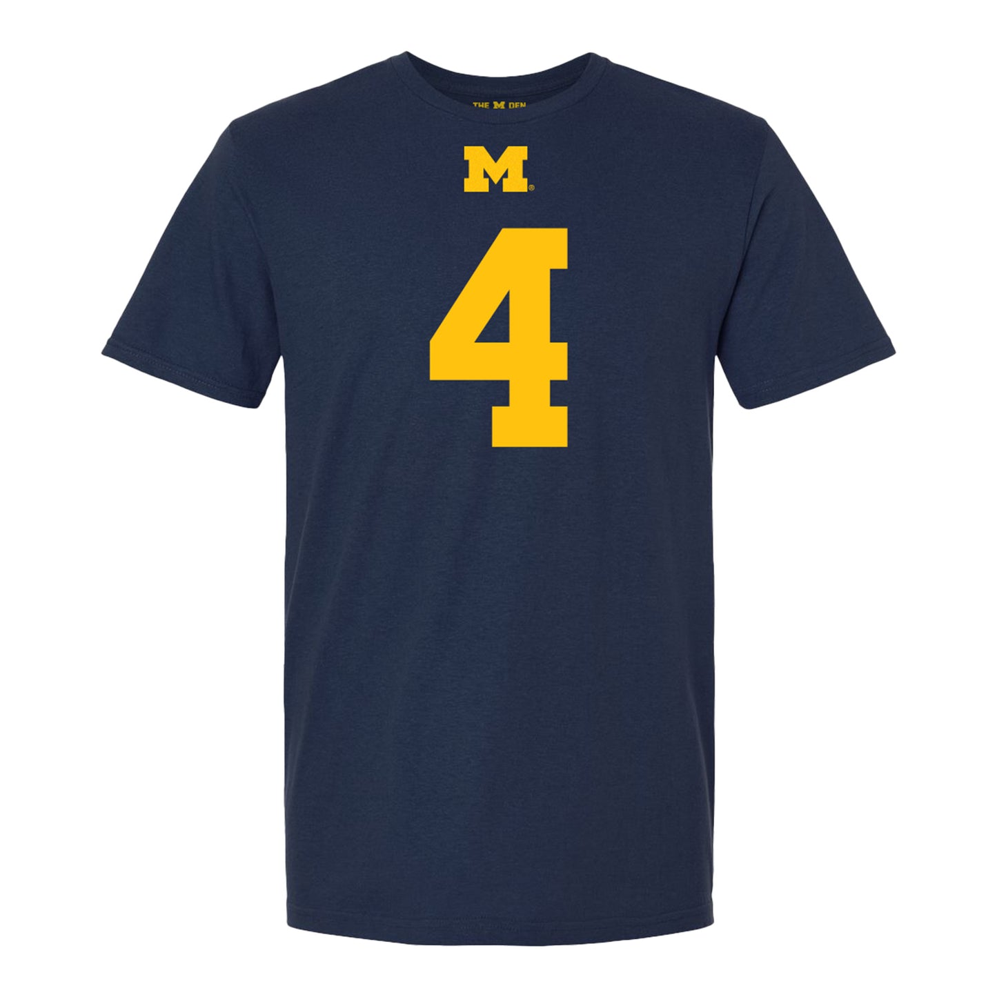 Michigan Wolverines #4 Andrew Marsh Student Athlete Blue Football T-Shirt - Front View