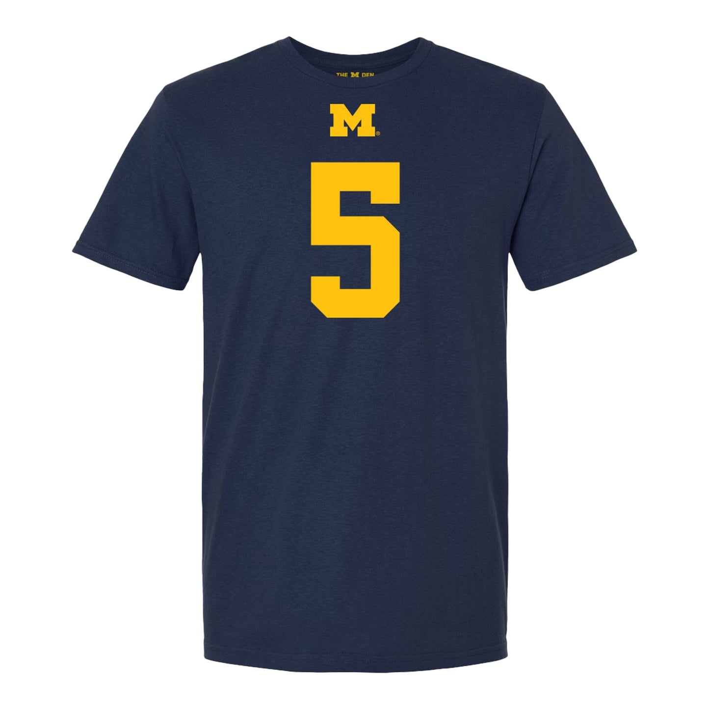 Michigan Wolverines #5 Jacob Oden Student Athlete Blue Football T-Shirt - Front View