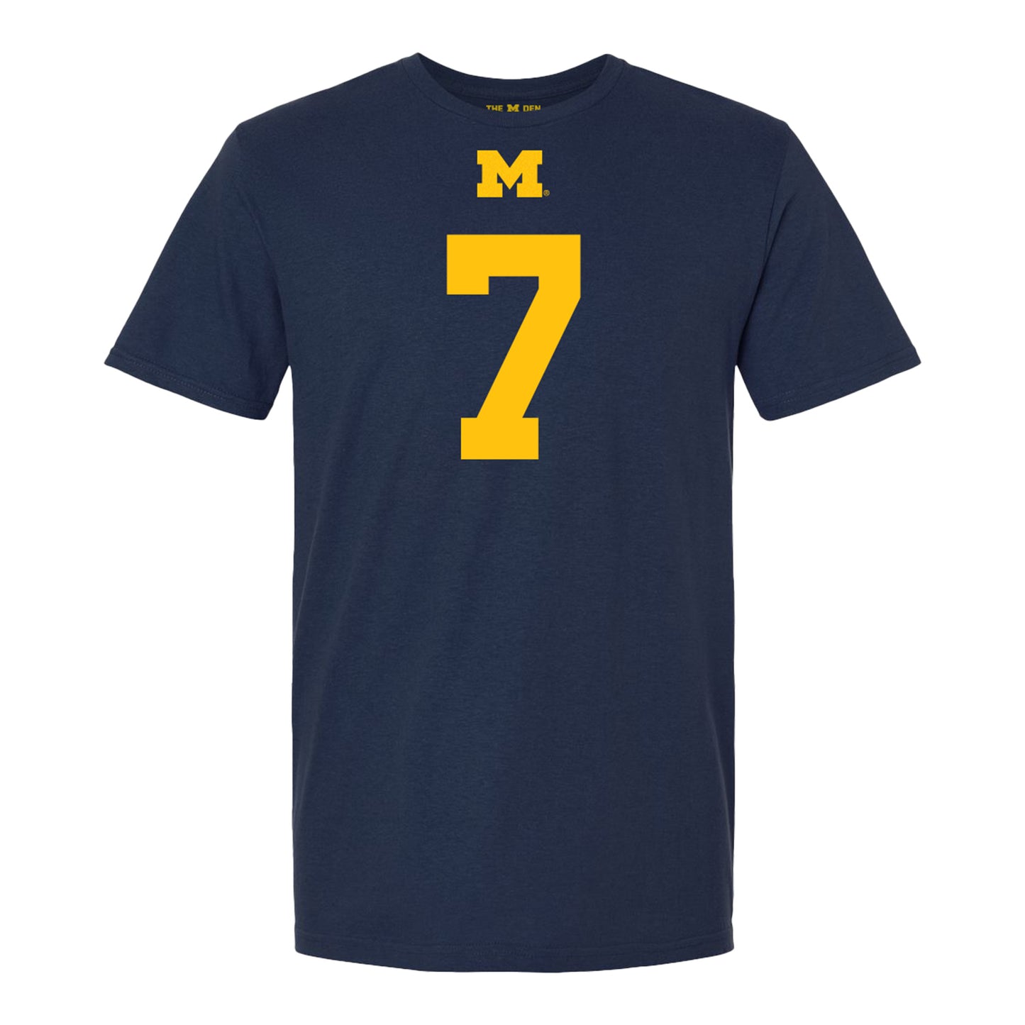 Michigan Wolverines #7 TJ Metcalf Student Athlete Blue Football T-Shirt - Front View