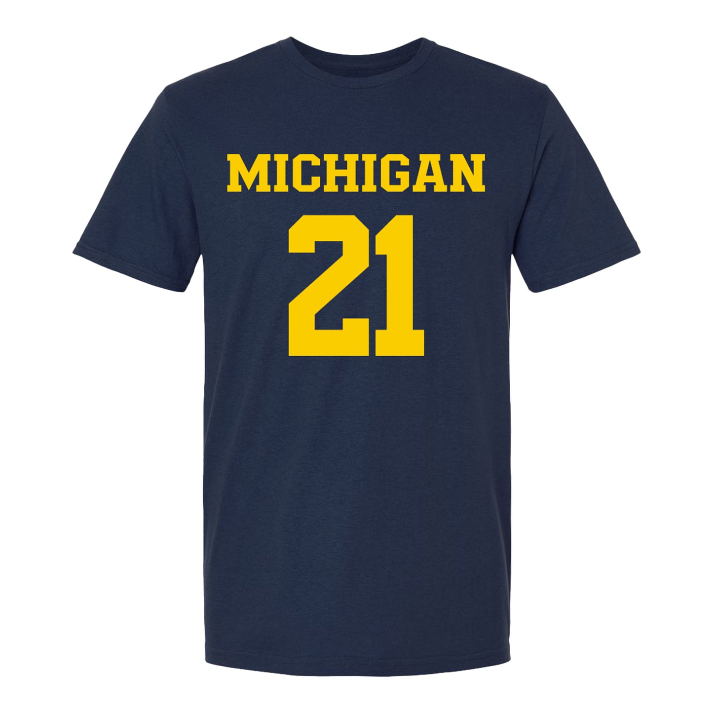 Michigan Wolverines Women's Lacrosse Student Athlete #21 Katharine Merrifield T-Shirt In Navy - Front View