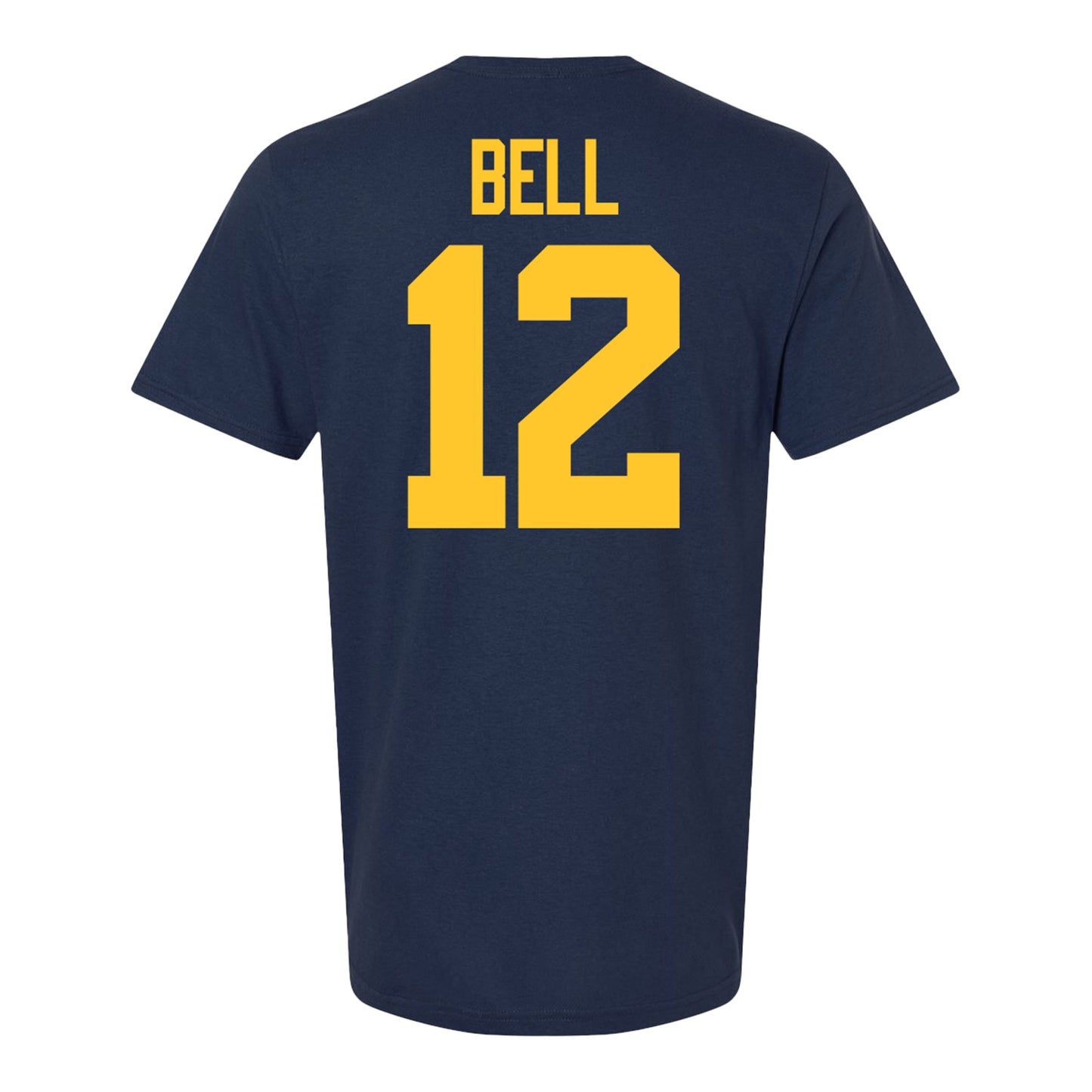 Michigan Wolverines #12 Kendrick Bell Student Athlete Blue Football T-Shirt - Back View