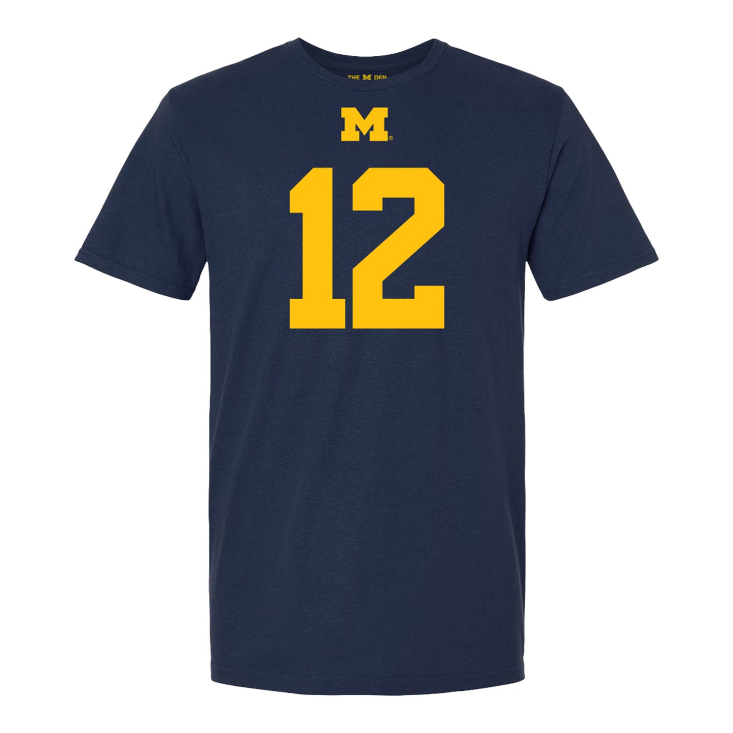 Michigan Wolverines #12 Nathaniel Owusu-Boateng Student Athlete Blue Football T-Shirt - Front View