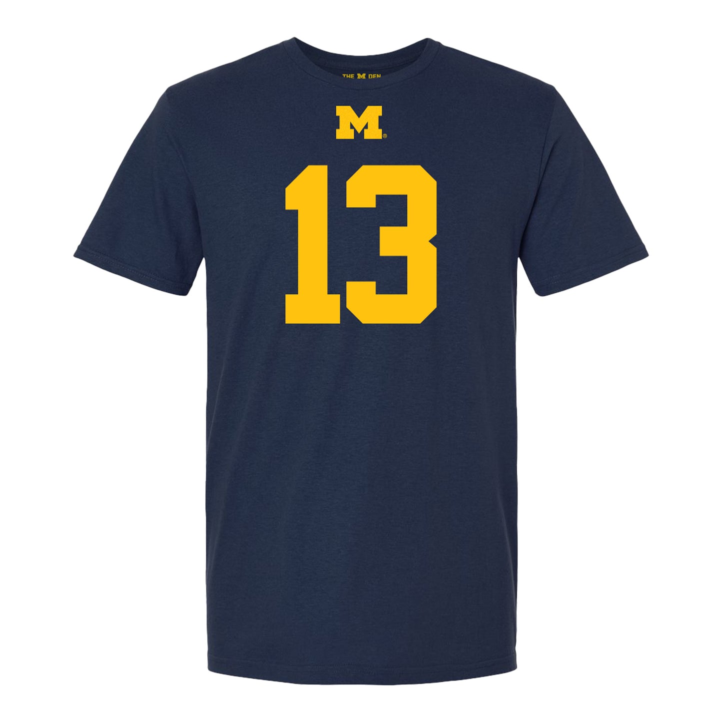 Michigan Wolverines #13 Caleb Anderson Student Athlete Blue Football T-Shirt - Front View