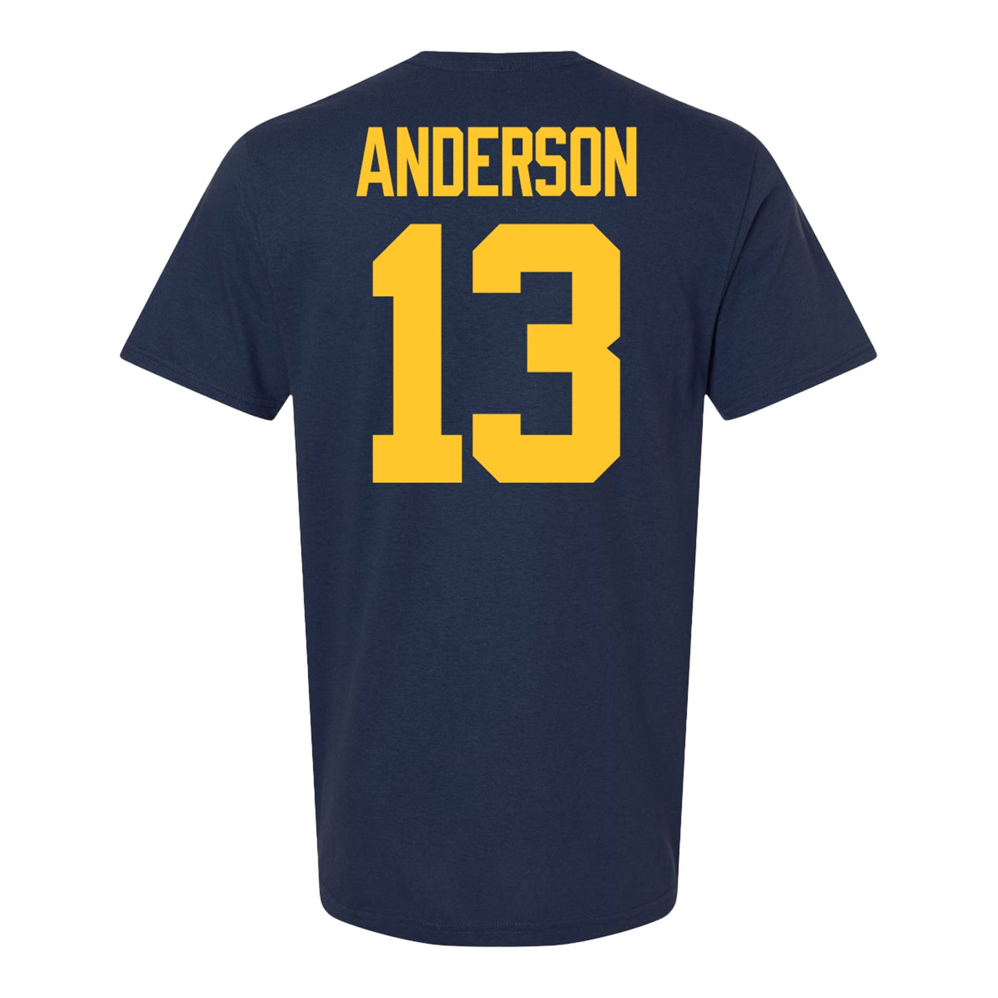 Michigan Wolverines #13 Caleb Anderson Student Athlete Blue Football T-Shirt - Back View
