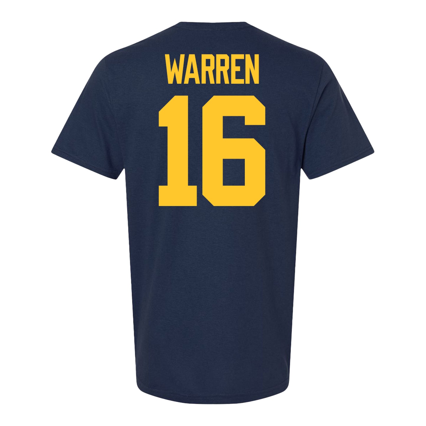 Michigan Wolverines #16 Davis Warren Student Athlete Blue Football T-Shirt - Back View