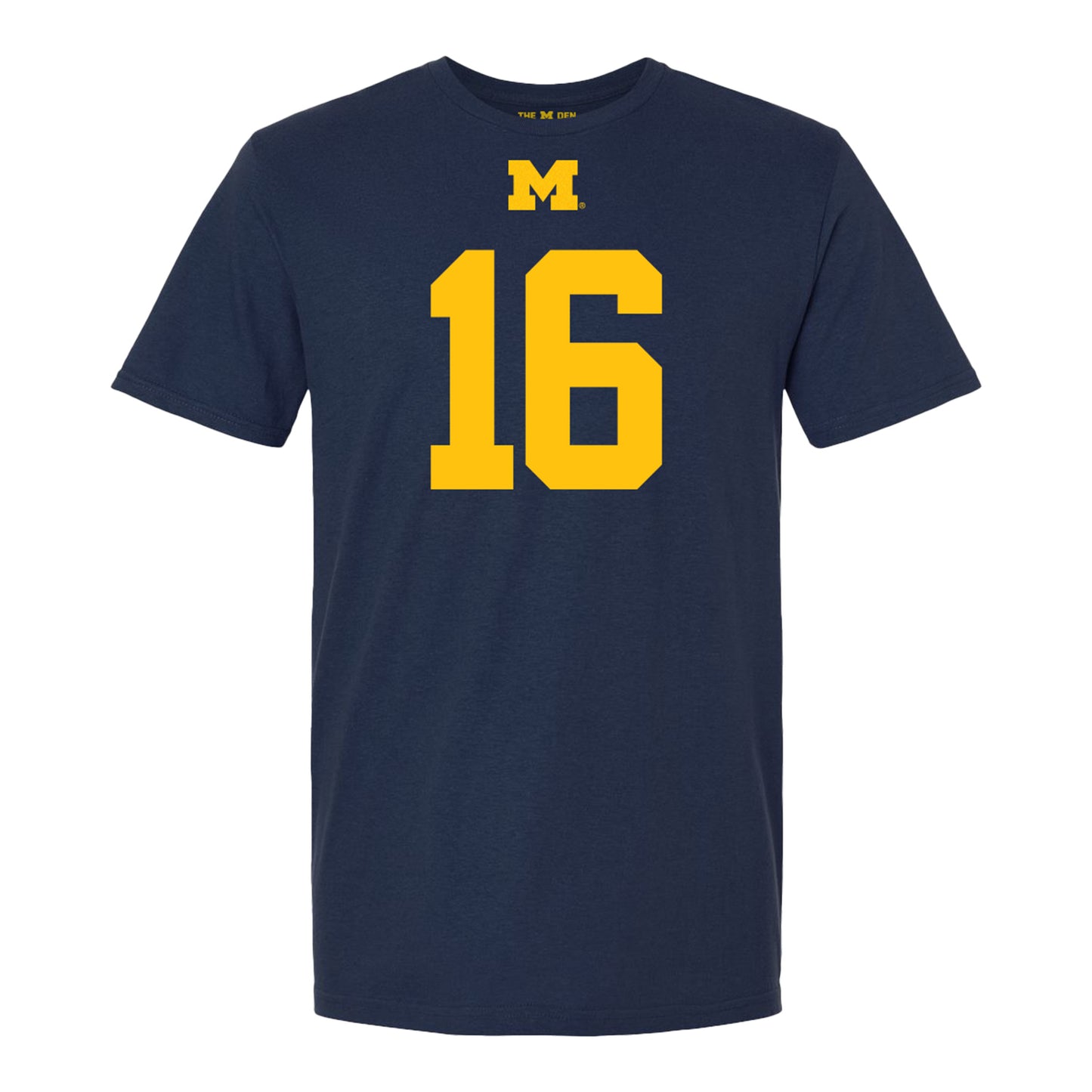 Michigan Wolverines #16 Jo'Ziah Edmond Student Athlete Blue Football T-Shirt - Front View