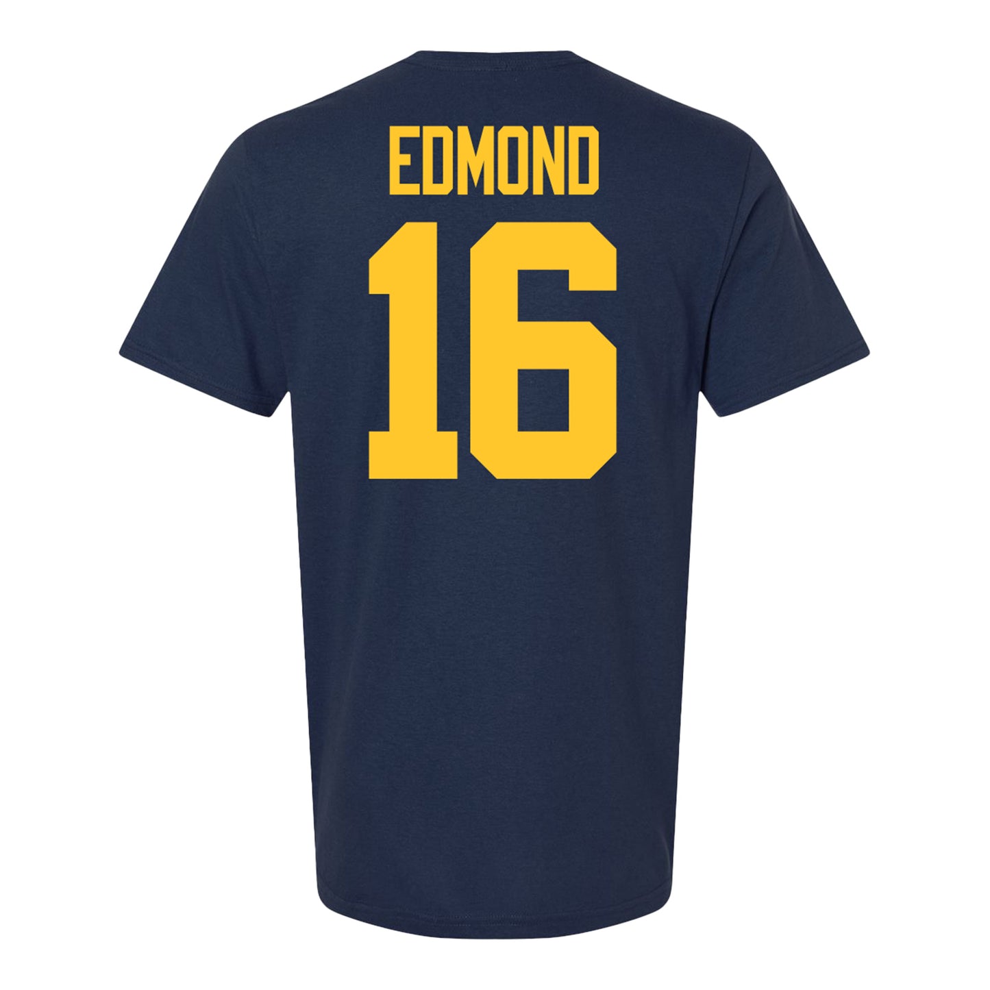 Michigan Wolverines #16 Jo'Ziah Edmond Student Athlete Blue Football T-Shirt - Back View