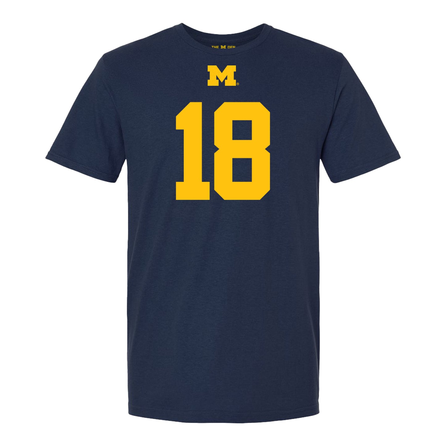 Michigan Wolverines #18 Ja'Den McBurrows Student Athlete Blue Football T-Shirt - Front View