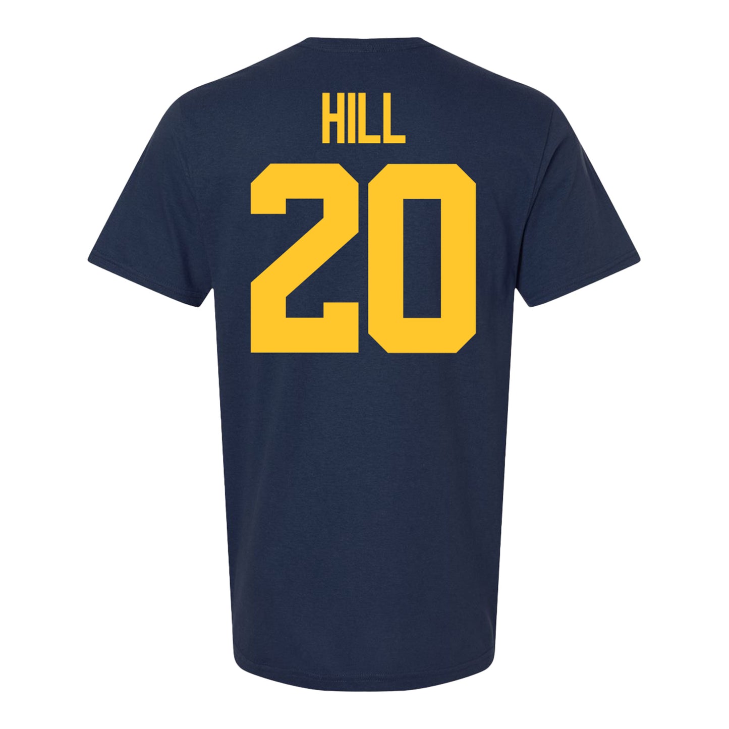 Michigan Wolverines #20 Jyaire Hill Student Athlete Blue Football T-Shirt - Back View