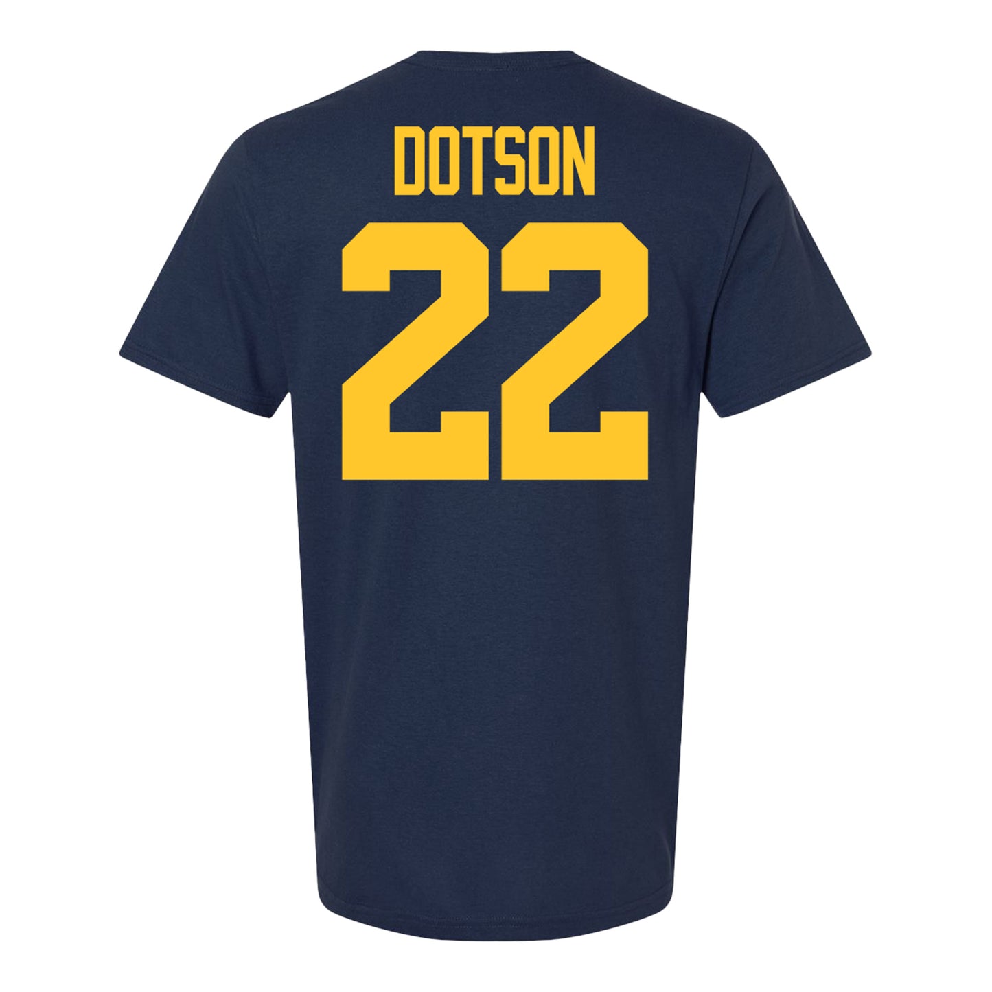 Michigan Wolverines #22 Elijah Dotson Student Athlete Blue Football T-Shirt - Back VIew