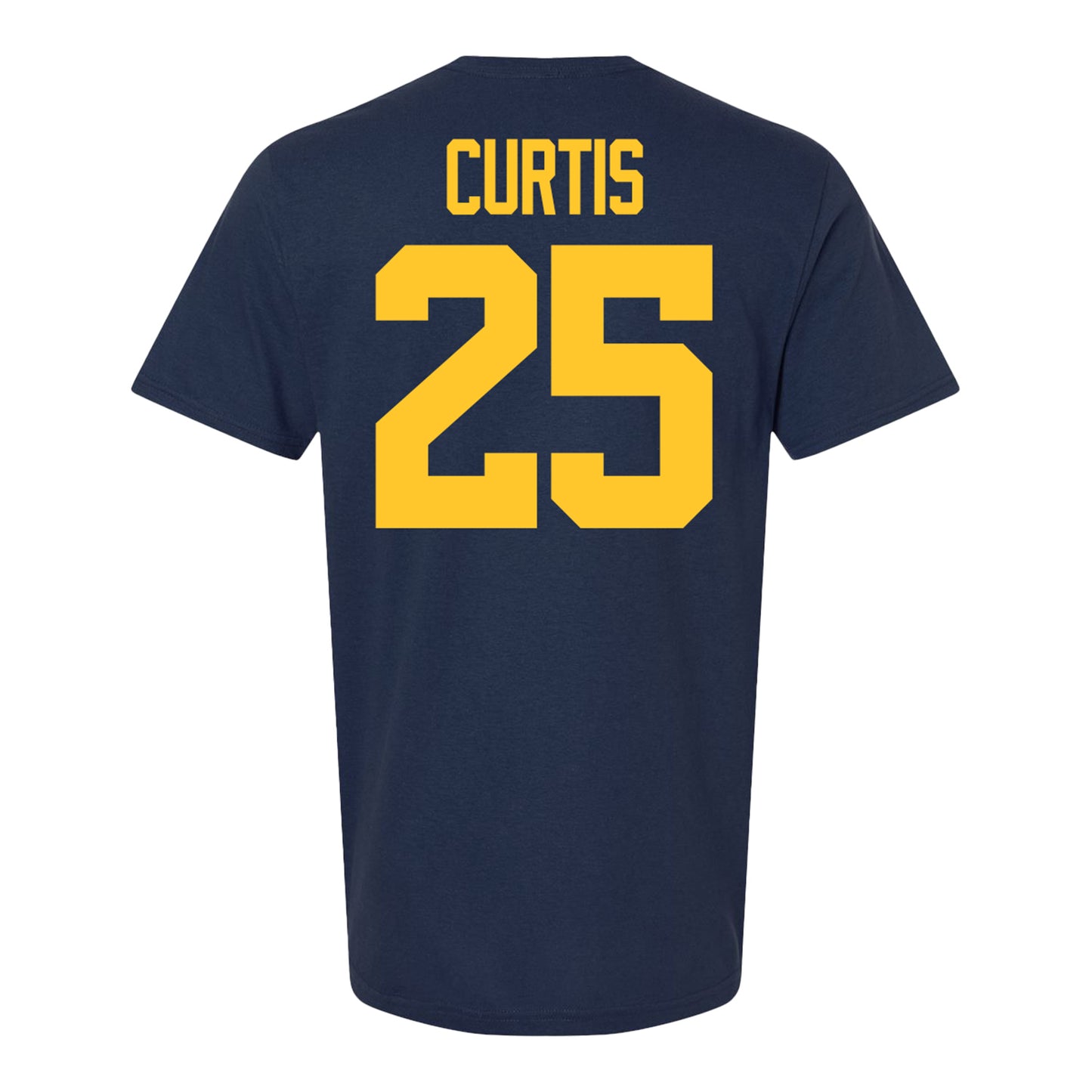 Michigan Wolverines #25 Mason Curtis Student Athlete Blue Football T-Shirt - Back View