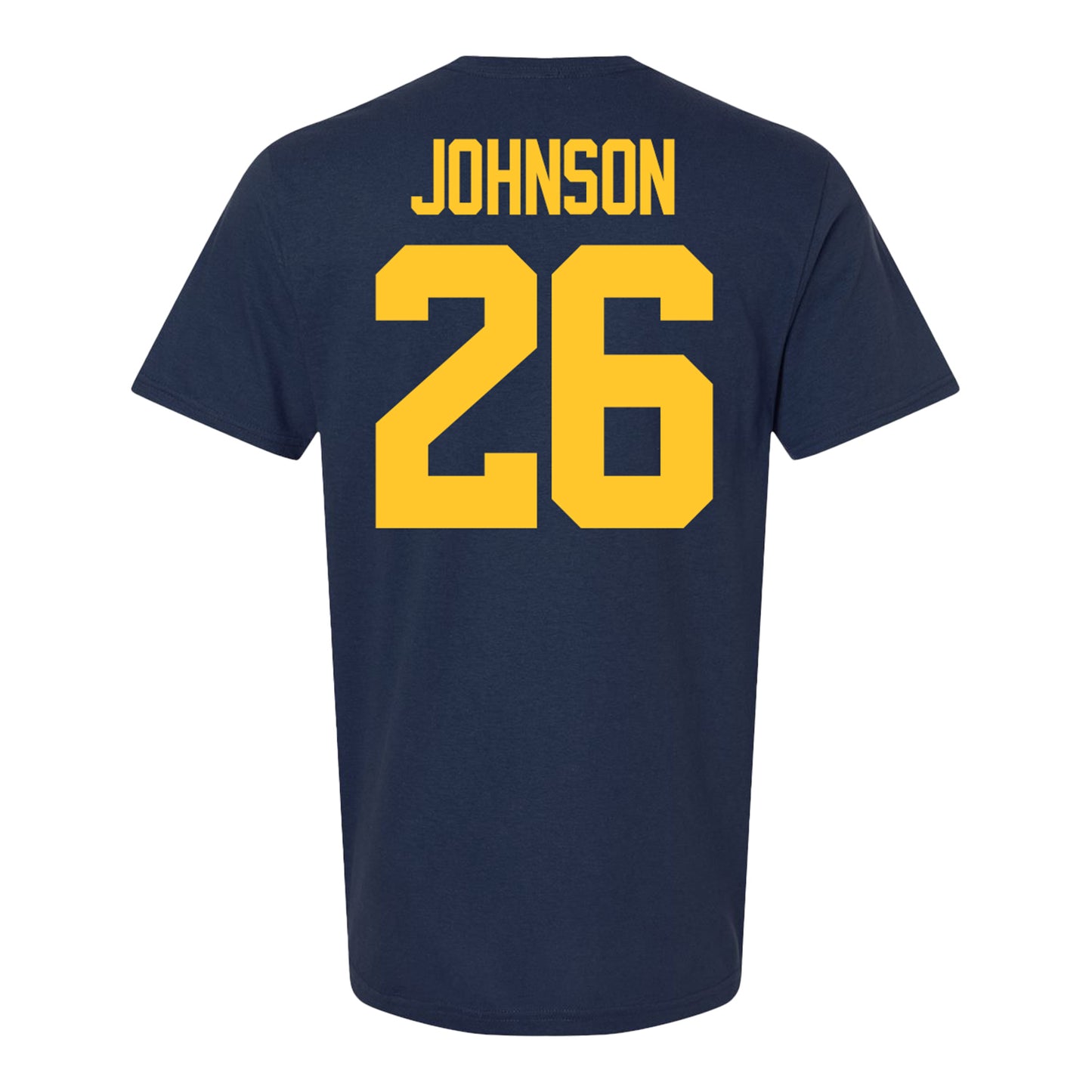 Michigan Wolverines #26 Donovan Johnson Student Athlete Blue Football T-Shirt - Back View
