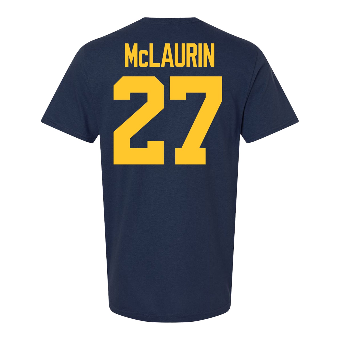 Michigan Wolverines #27 Tyler McLaurin Student Athlete Blue Football T-Shirt - Back View