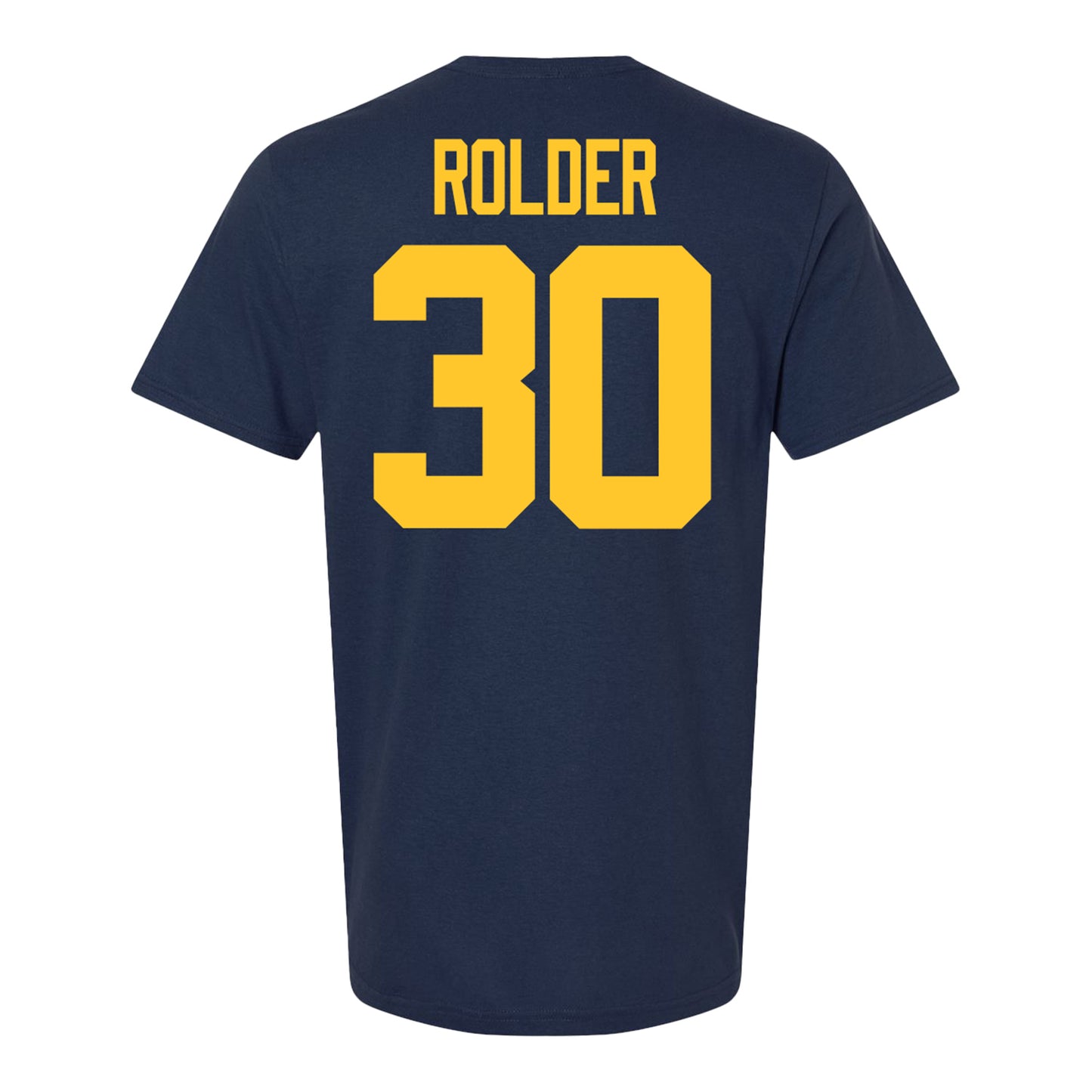 Michigan Wolverines #30 Jimmy Rolder Student Athlete Blue Football T-Shirt - Back View