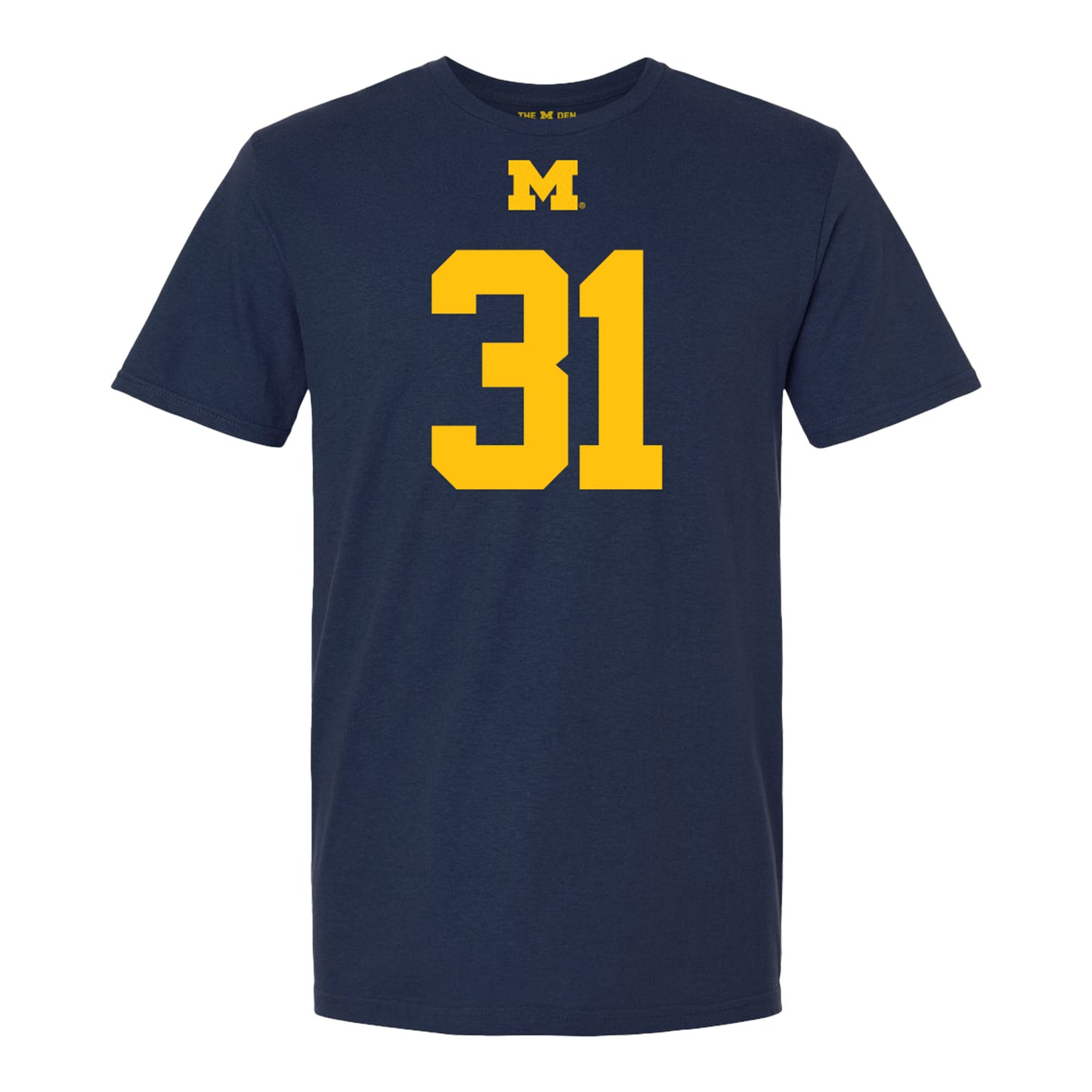Michigan Wolverines #31 Nico Andrighetto Student Athlete Blue Football T-Shirt - Front View