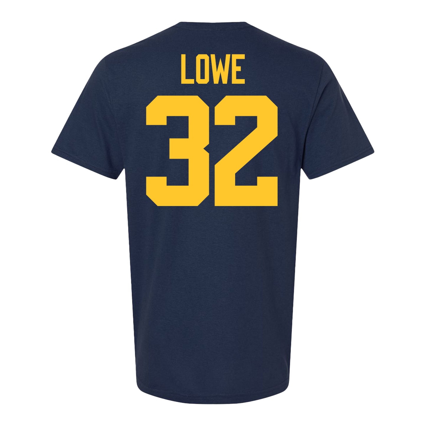 Michigan Wolverines #32 Jeremiah Lowe Student Athlete Blue Football T-Shirt - Back View