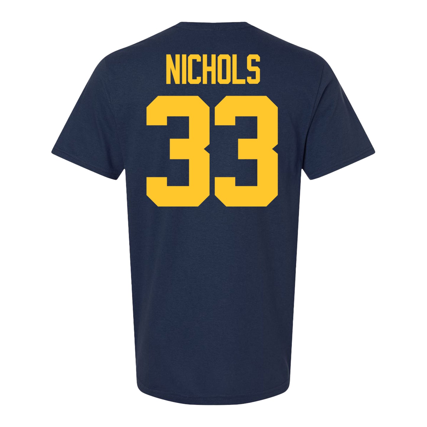 Michigan Wolverines #33 Dominic Nichols Student Athlete Blue Football T-Shirt - Back View