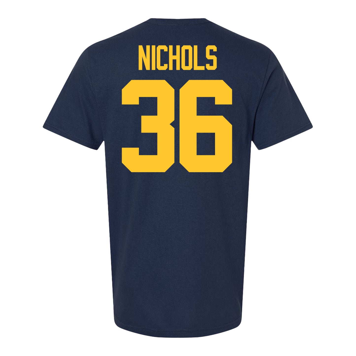 Michigan Wolverines #36 Josh Nichols Student Athlete Blue Football T-Shirt - Back View