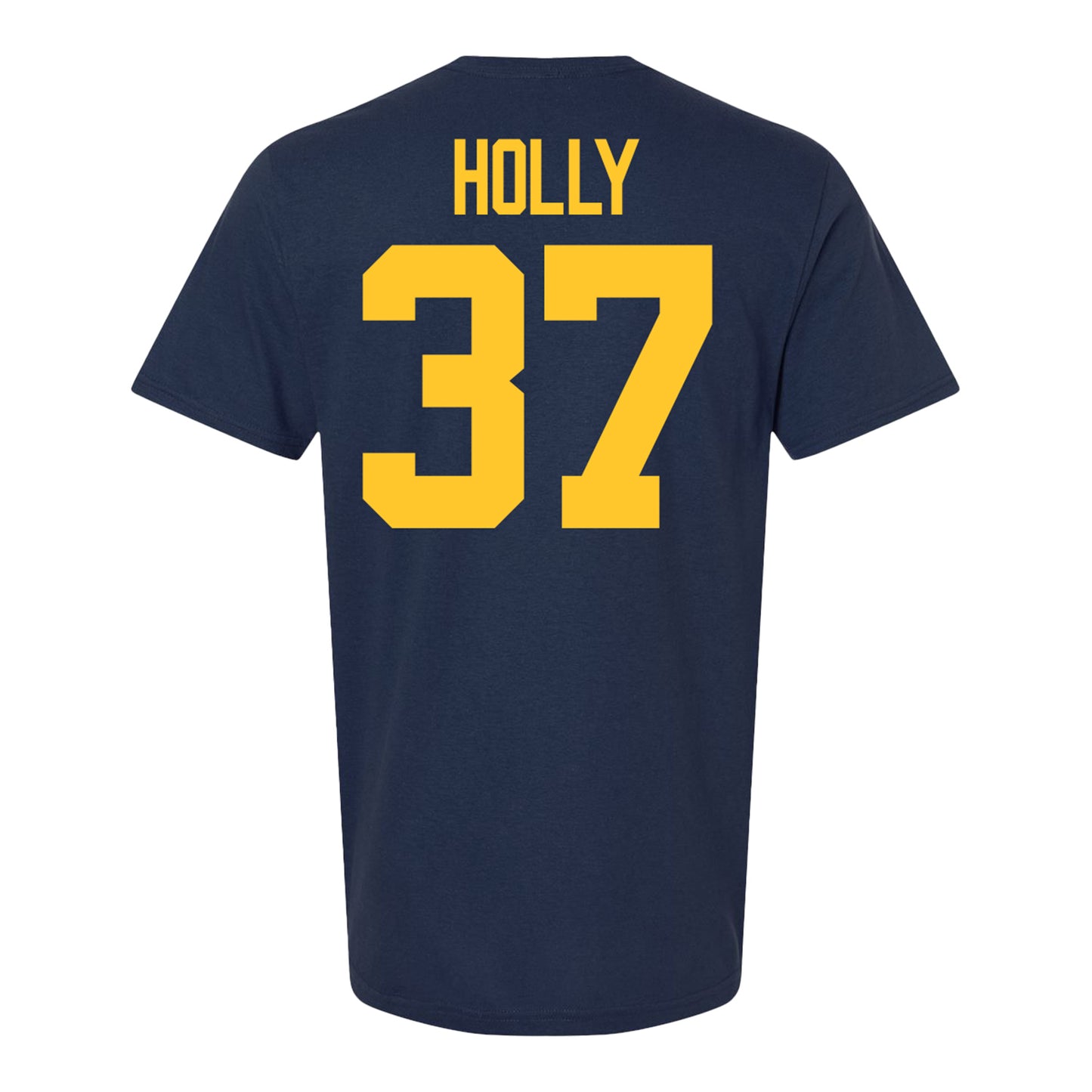 Michigan Wolverines #37 Julius Holly Student Athlete Blue Football T-Shirt - Back View