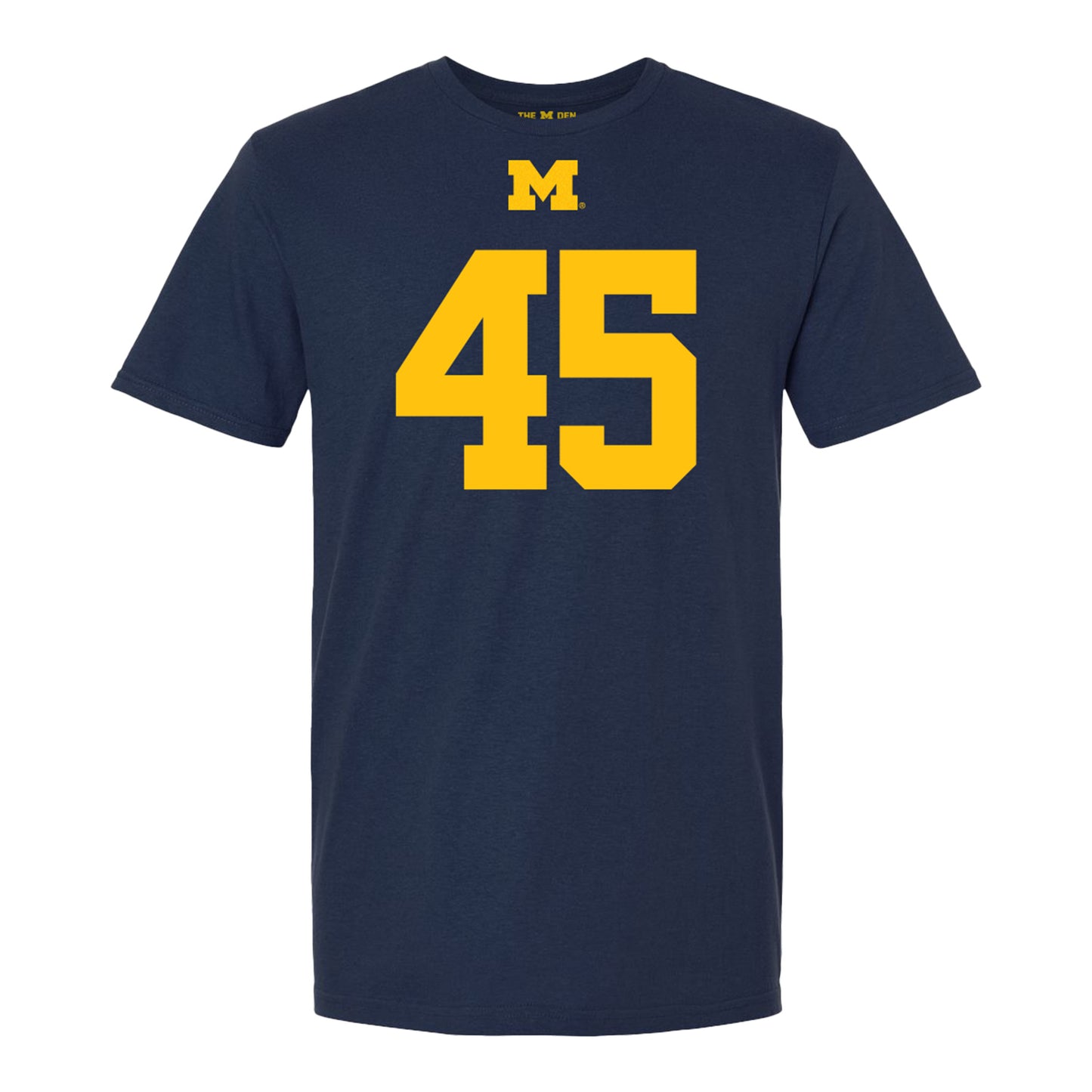 Michigan Wolverines #45 Eli Owens Student Athlete Blue Football T-Shirt - Front View