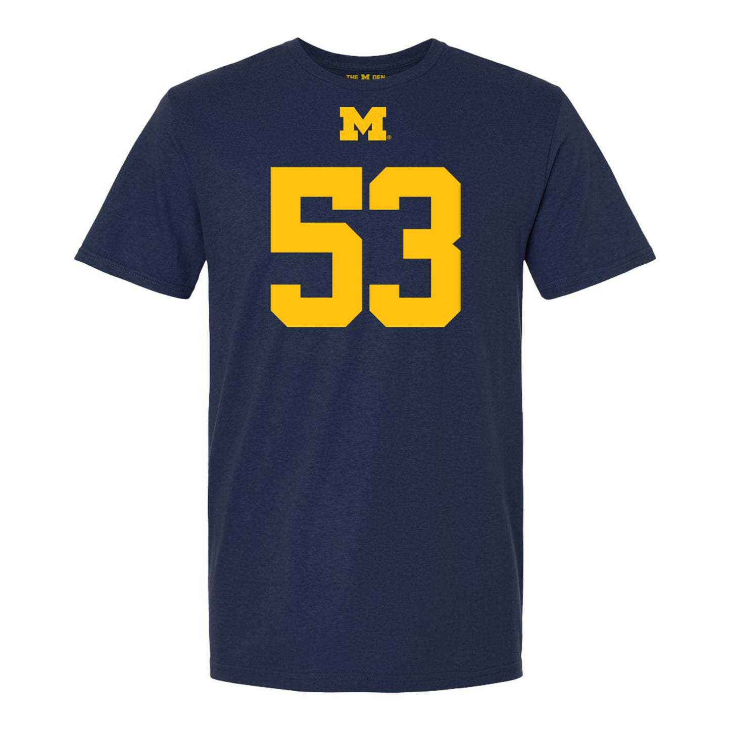 Michigan Wolverines #53 Jake Guarnera Student Athlete Blue Football T-Shirt - Front View
