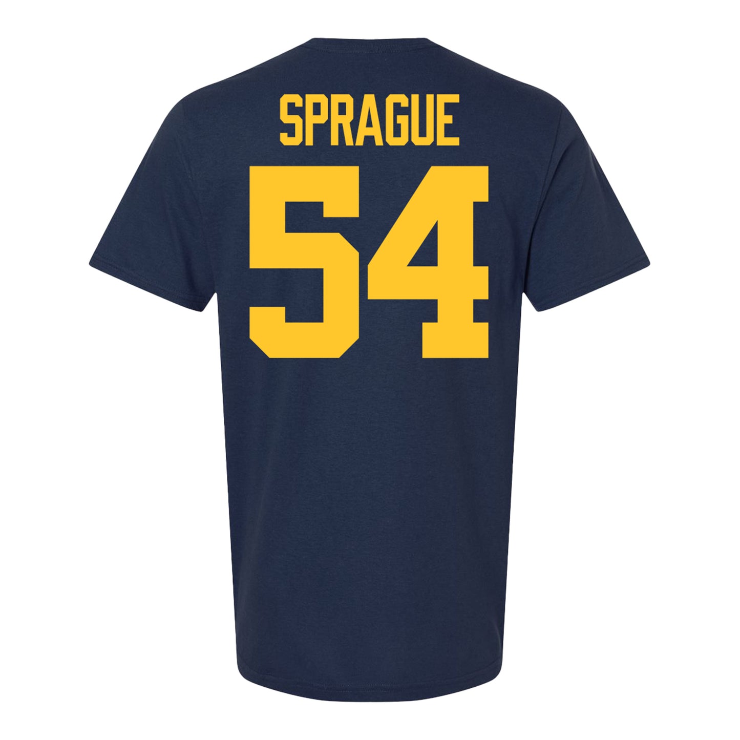 Michigan Wolverines #54 Andrew Sprague Student Athlete Blue Football T-Shirt - Back View