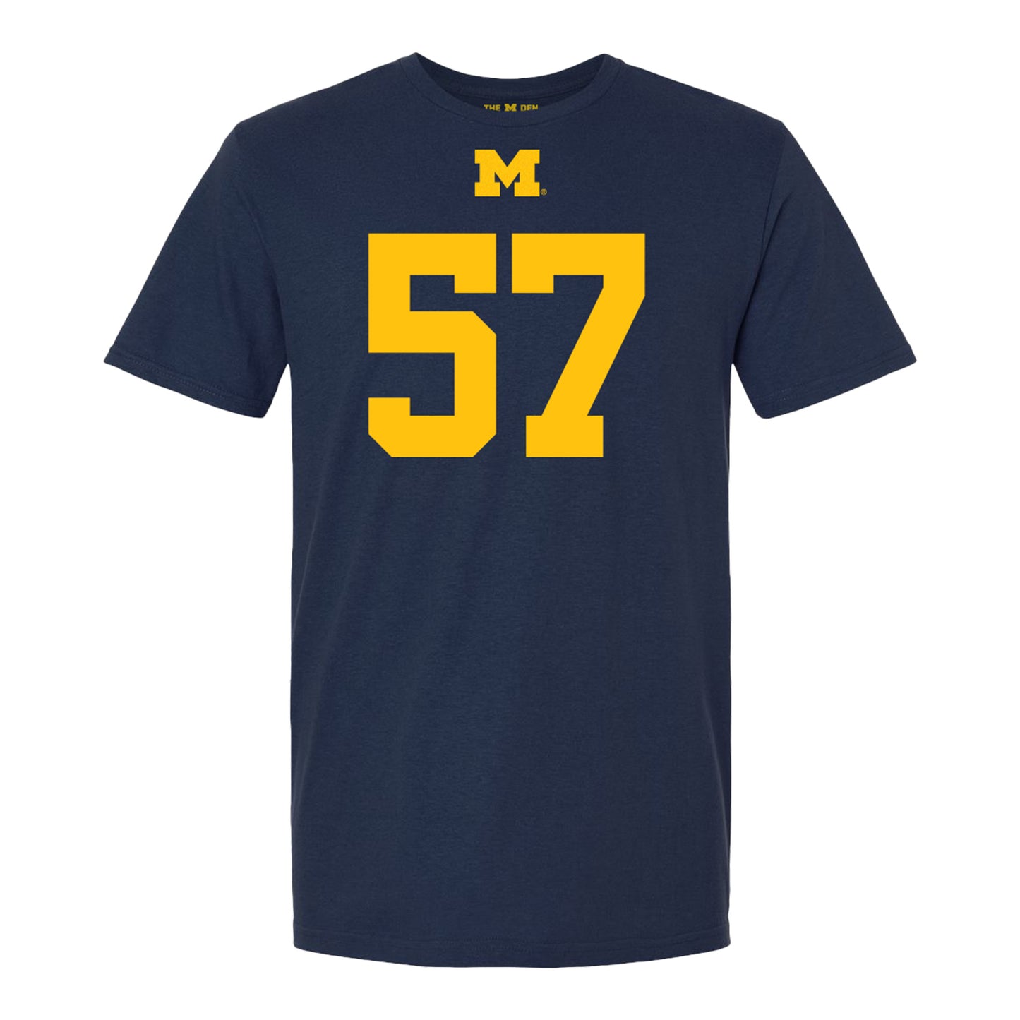 Michigan Wolverines #57 Travis Moten Student Athlete Blue Football T-Shirt - Front View