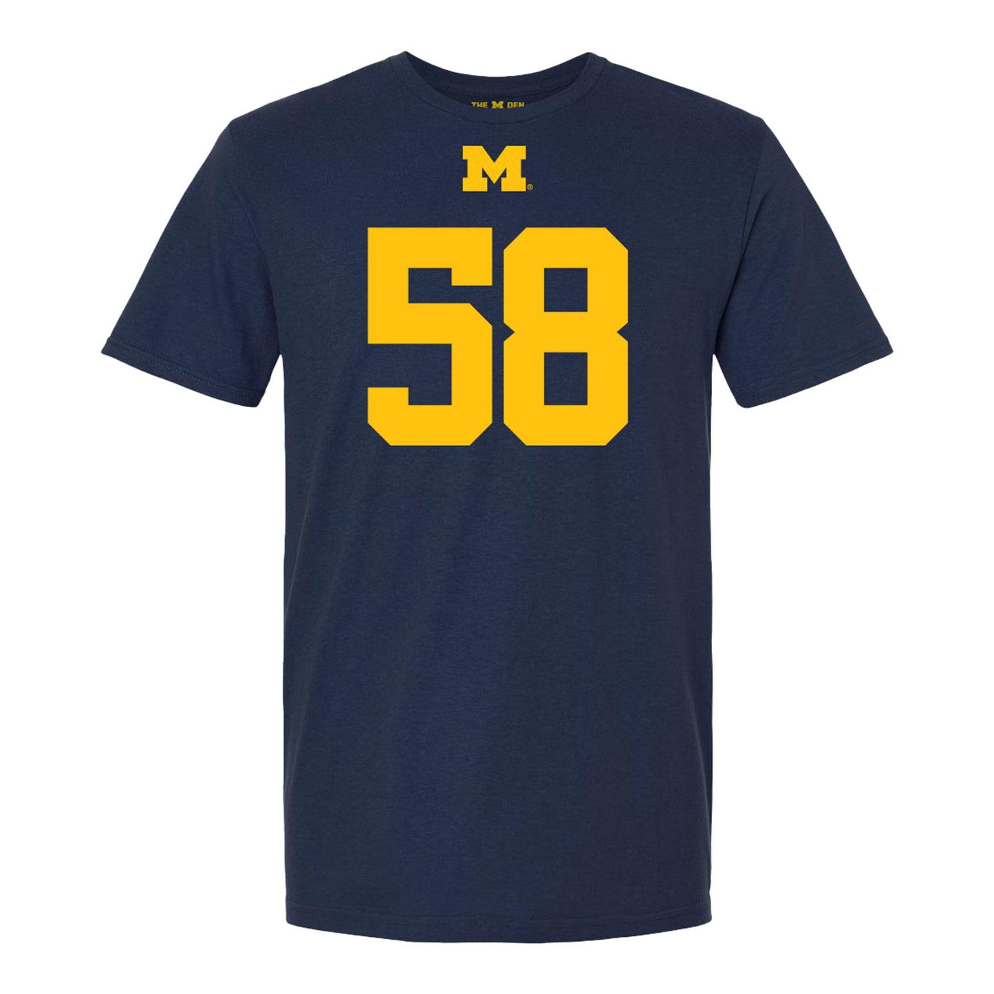 Michigan Wolverines #58 Giovanni El-Hadi Student Athlete Blue Football T-Shirt - Front View