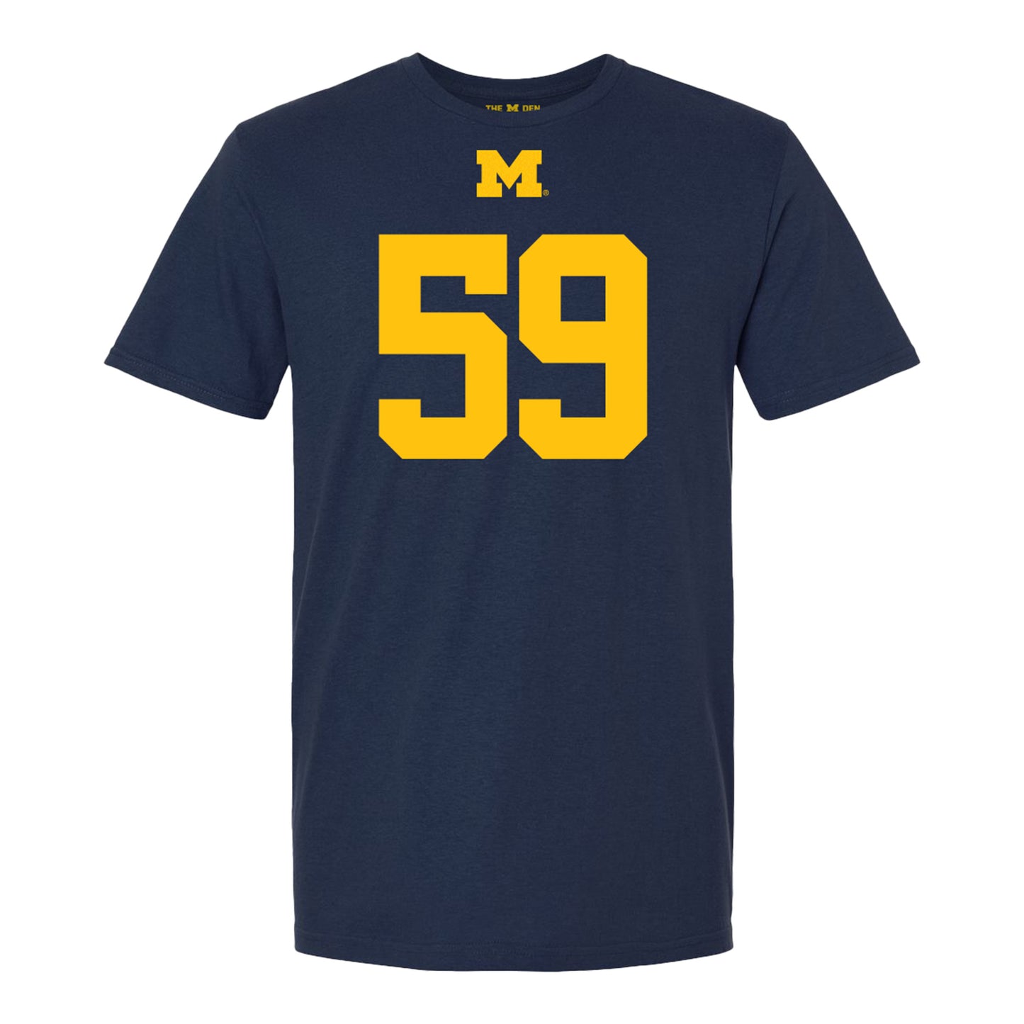 Michigan Wolverines #59 John Weidenbach Student Athlete Blue Football T-Shirt - Front View