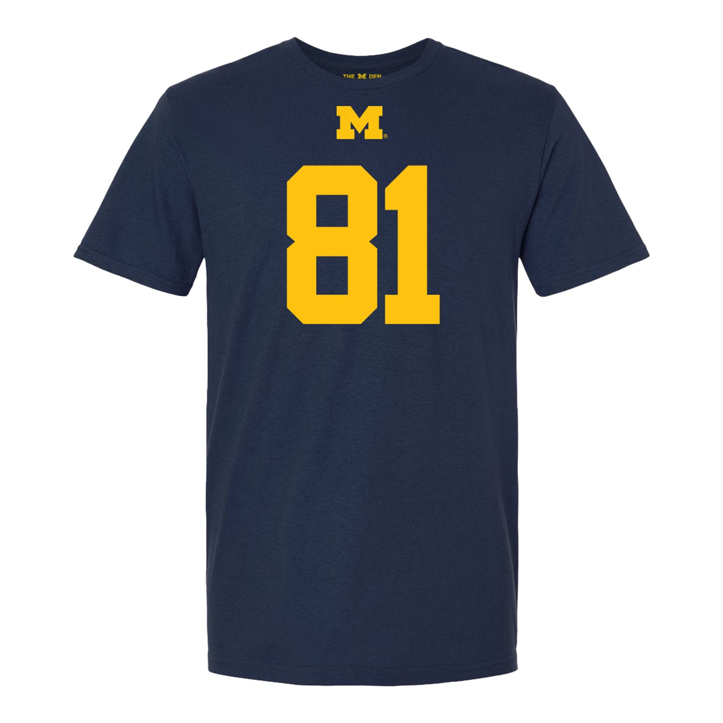 Michigan Wolverines #81 Peyton O'Leary Student Athlete Blue Football T-Shirt - Front View