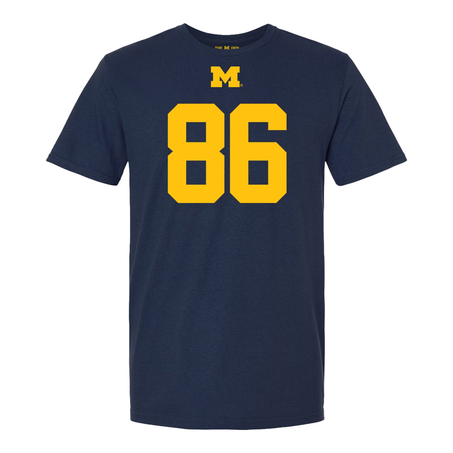 Michigan Wolverines #86 Brady Prieskorn Student Athlete Blue Football T-Shirt - Front View