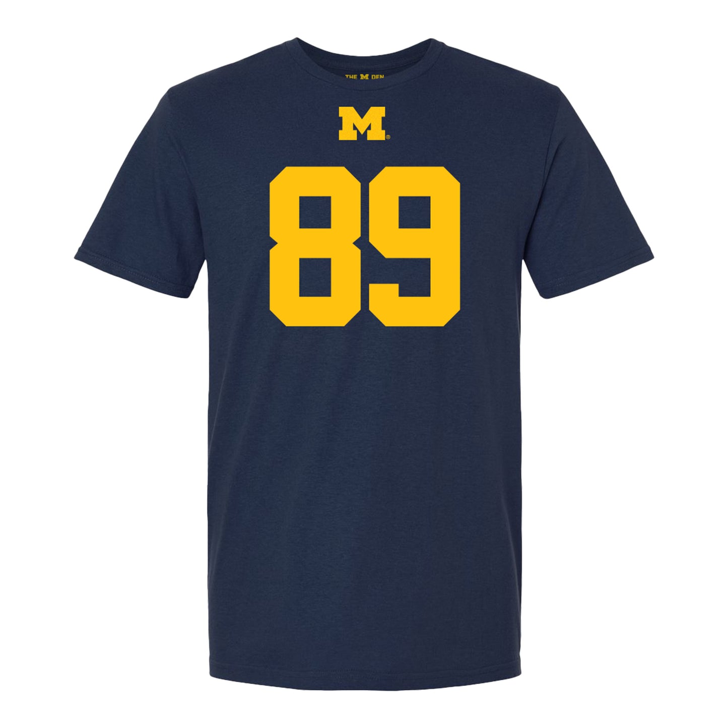 Michigan Wolverines #89 Allesandro Lornezetti Student Athlete Blue Football T-Shirt - Front View