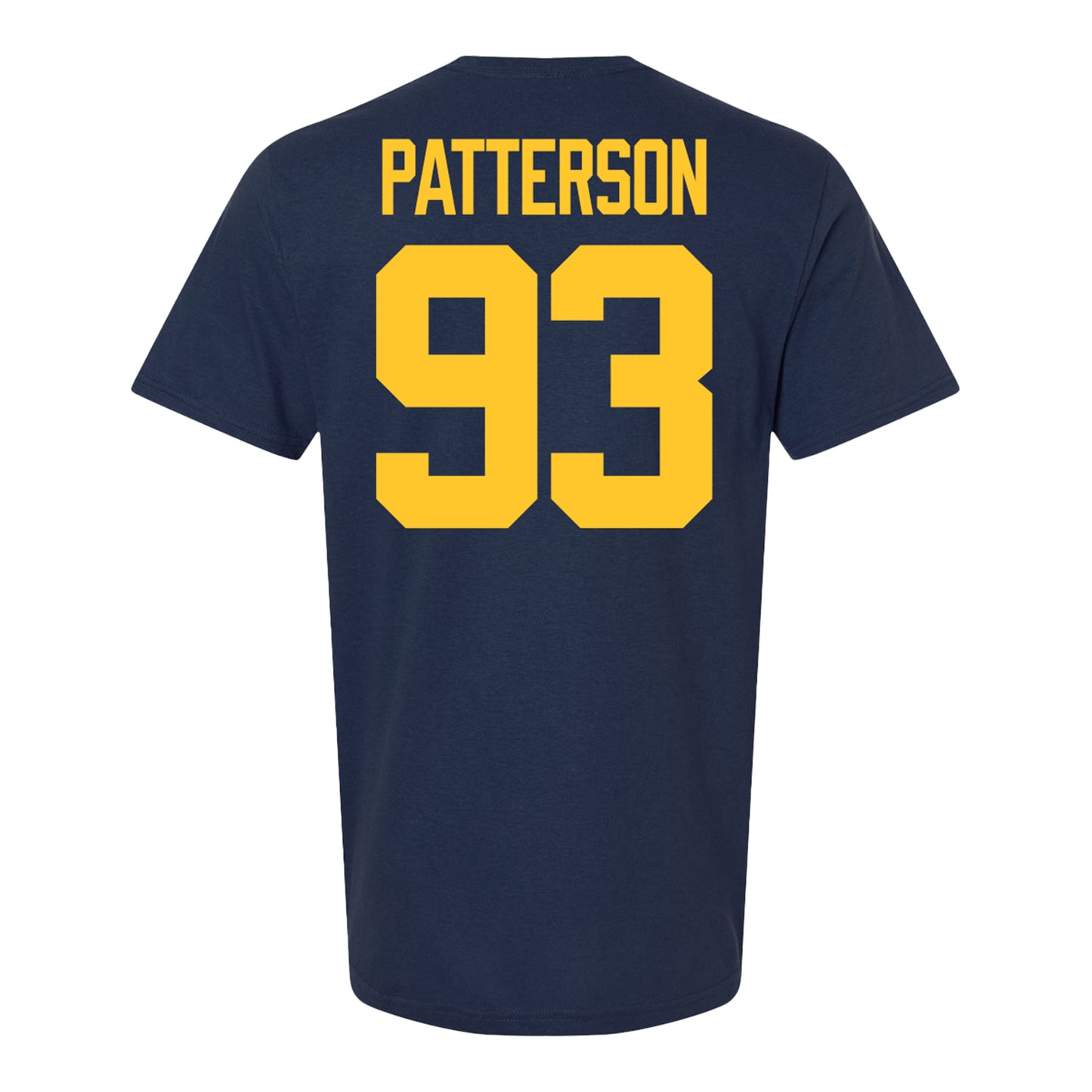 Michigan Wolverines #93 Benny Patterson Student Athlete Blue Football T-Shirt - Back View