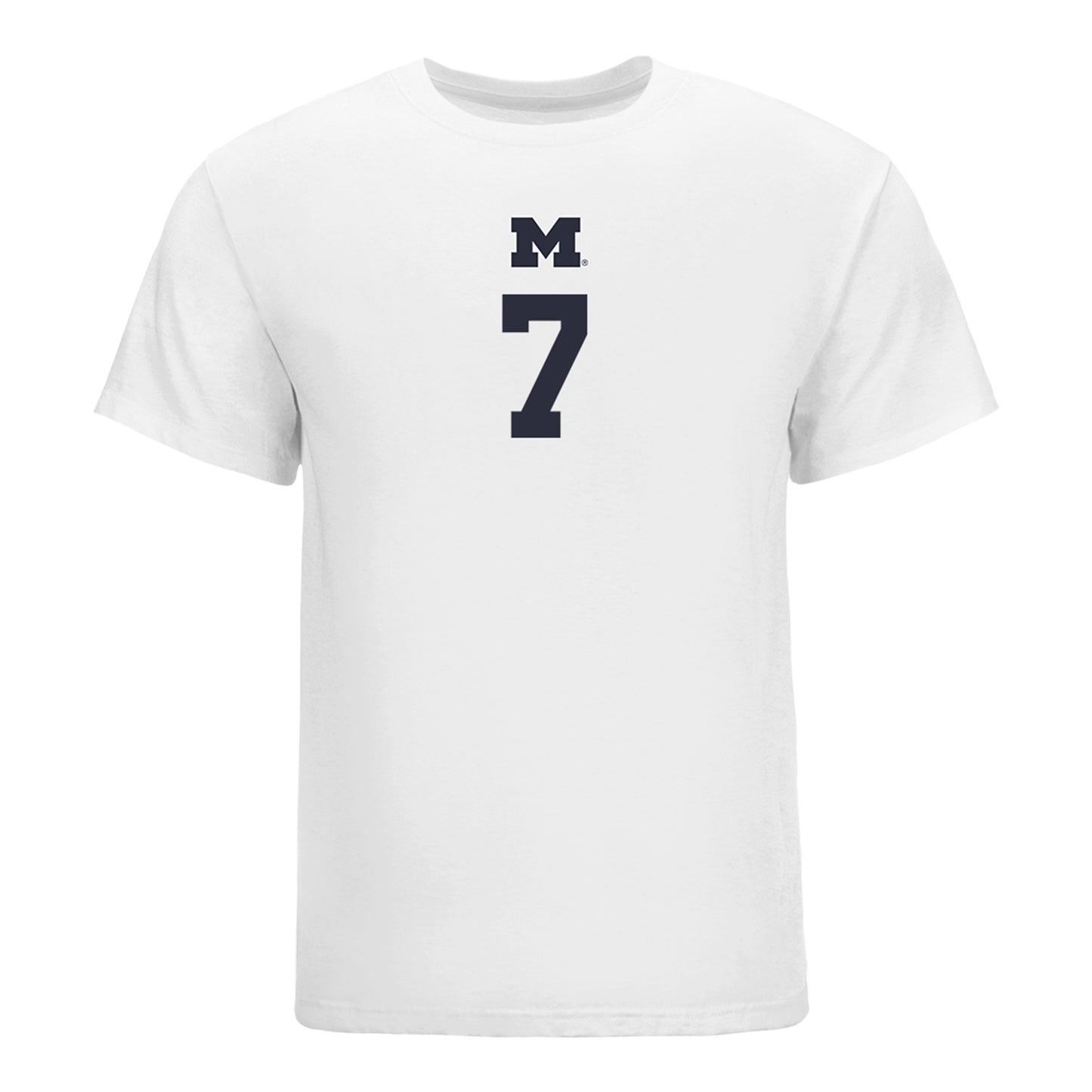 Michigan Wolverines Women's Volleyball Student Athlete T-Shirt #7 Morgan Burke In White - Front View